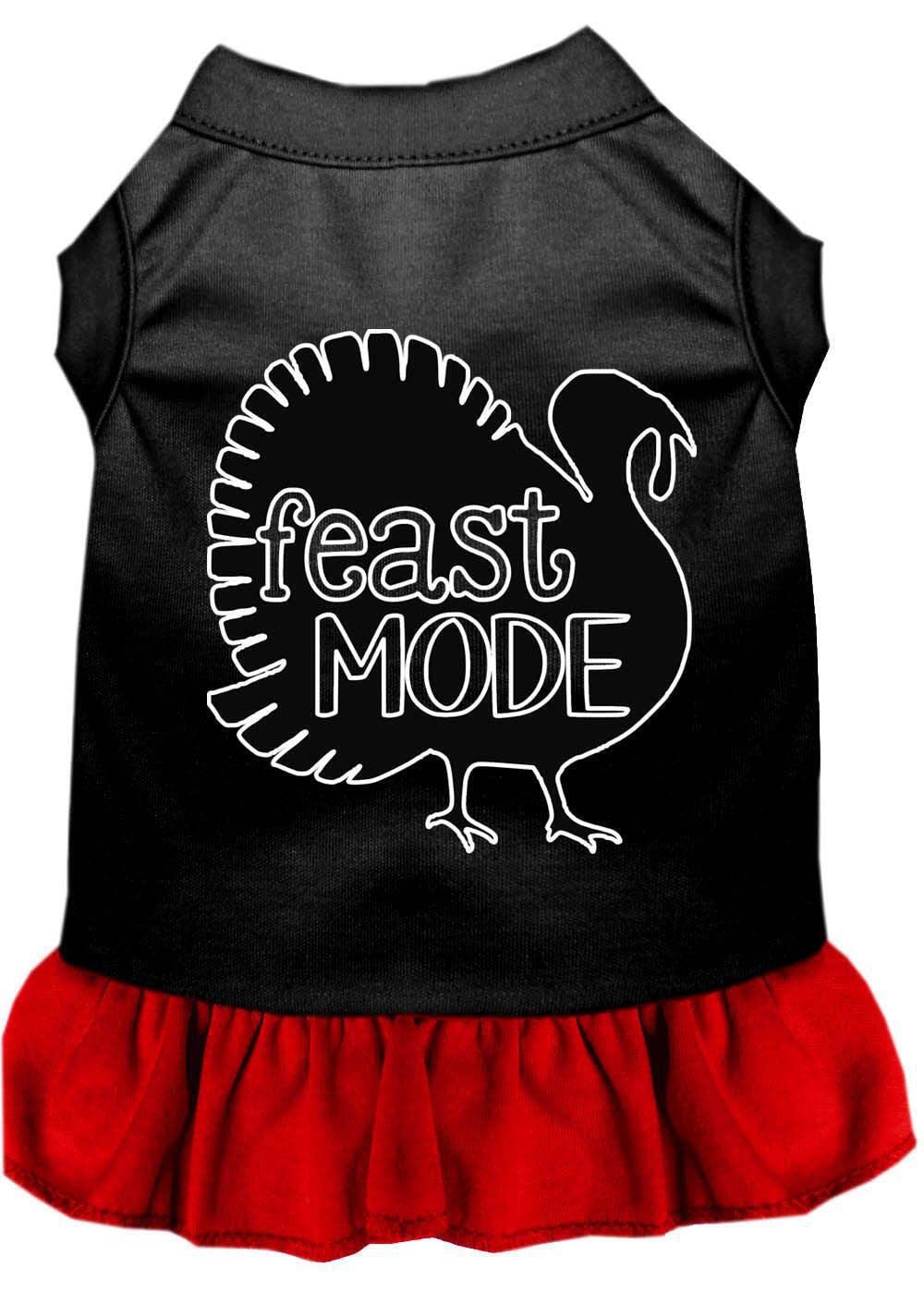 Thanksgiving Pet Costume for Dogs & Cats - 'Feast Mode' Screen Printed Bright Pink Dress, Size MD (6-10 lbs) | Holiday Party Outfit for Pets