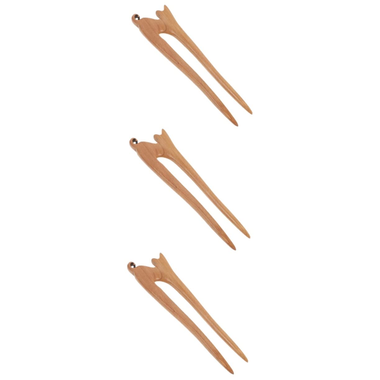 Vintage Wooden Hair Sticks for Women - 3PCS Cat Hairpins Retro Hair Barrettes & Chopsticks Set - Elegant Hair Accessories for Women and Girls (Perfect for Weddings, Parties, and Everyday Styling)
