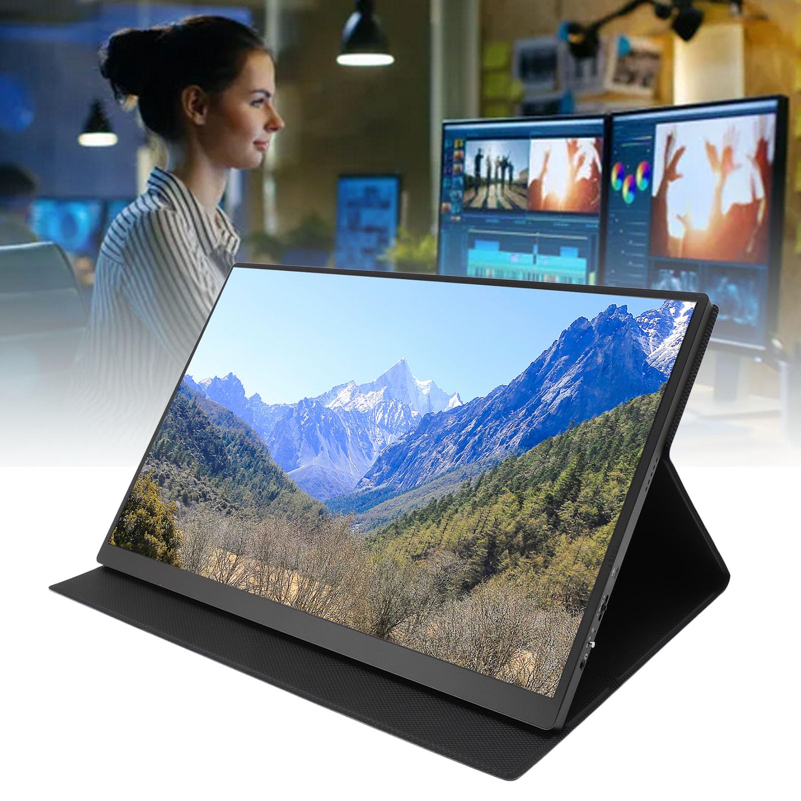 Vikye 16 Inch 2.5K Portable Monitor with IPS Panel, 120Hz Refresh Rate, HDMI Computer Display, Built-in Speakers, 16:10 External Expansion Screen - Perfect for Gaming, Office Work & Travel