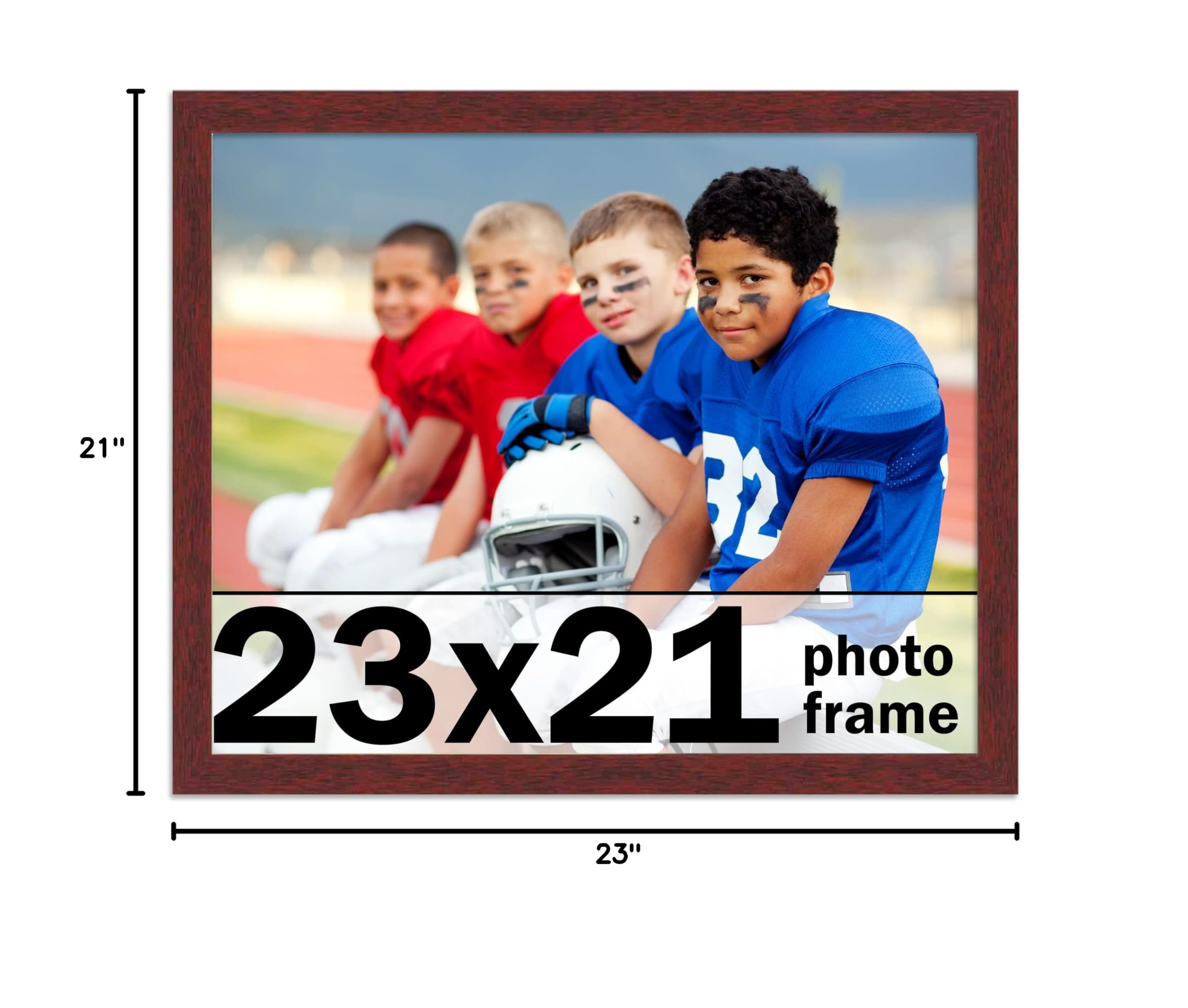 CountryArtHouse 23x21 Inch Solid Mahogany Wood Picture Frame with UV Acrylic Plexiglass, Acid-Free Foam Backing & Hanging Hardware - Premium Brown Wooden Photo Frame for Wall Display, Home Decor, Office Art, and Gift Giving