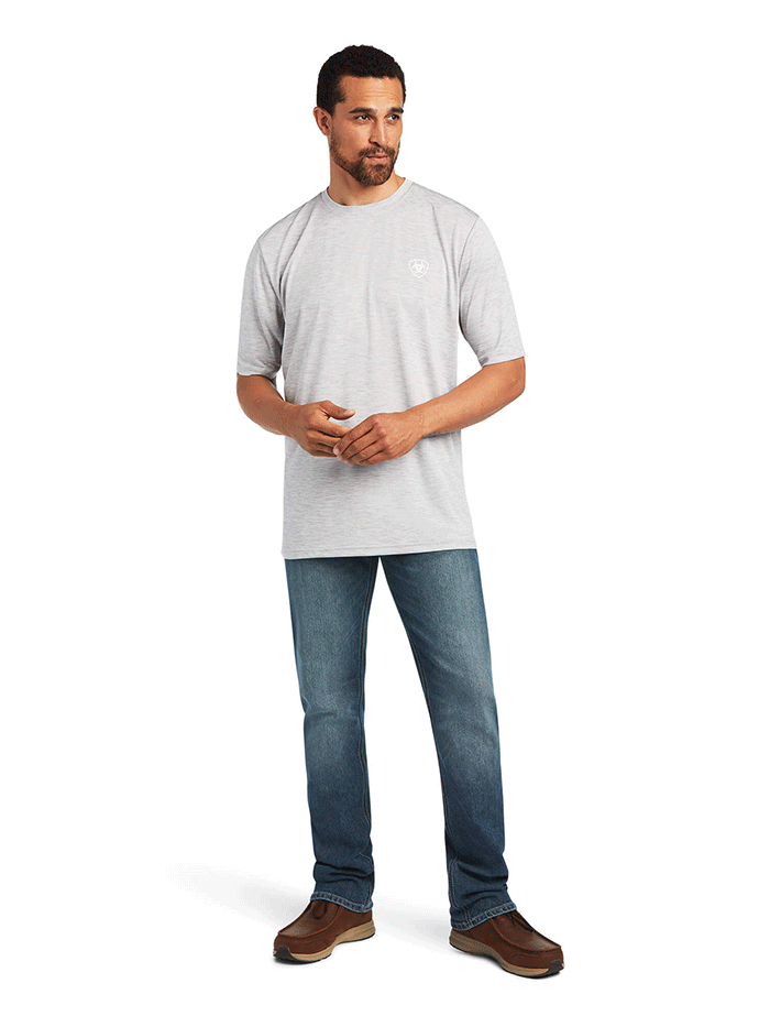 Ariat Men's Charger Vertical Flag Tee - Echo Gray - Comfortable Casual T-Shirt for Outdoor Activities & Everyday Wear