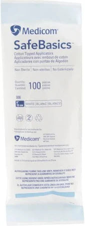SafeBasics 6 Inch (15cm) Cotton Tipped Applicators - Sterile Swabs for First Aid, Wound Care, Crafts & Makeup Application
