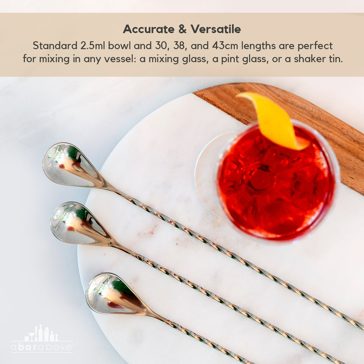 Premium Stainless Steel Bar Spoons - 12 Inch Long Mixing Spoon for Cocktails, Coffee, and Kitchen Use - Ideal for Bartending, Home Bars, and Professional Drink Mixing