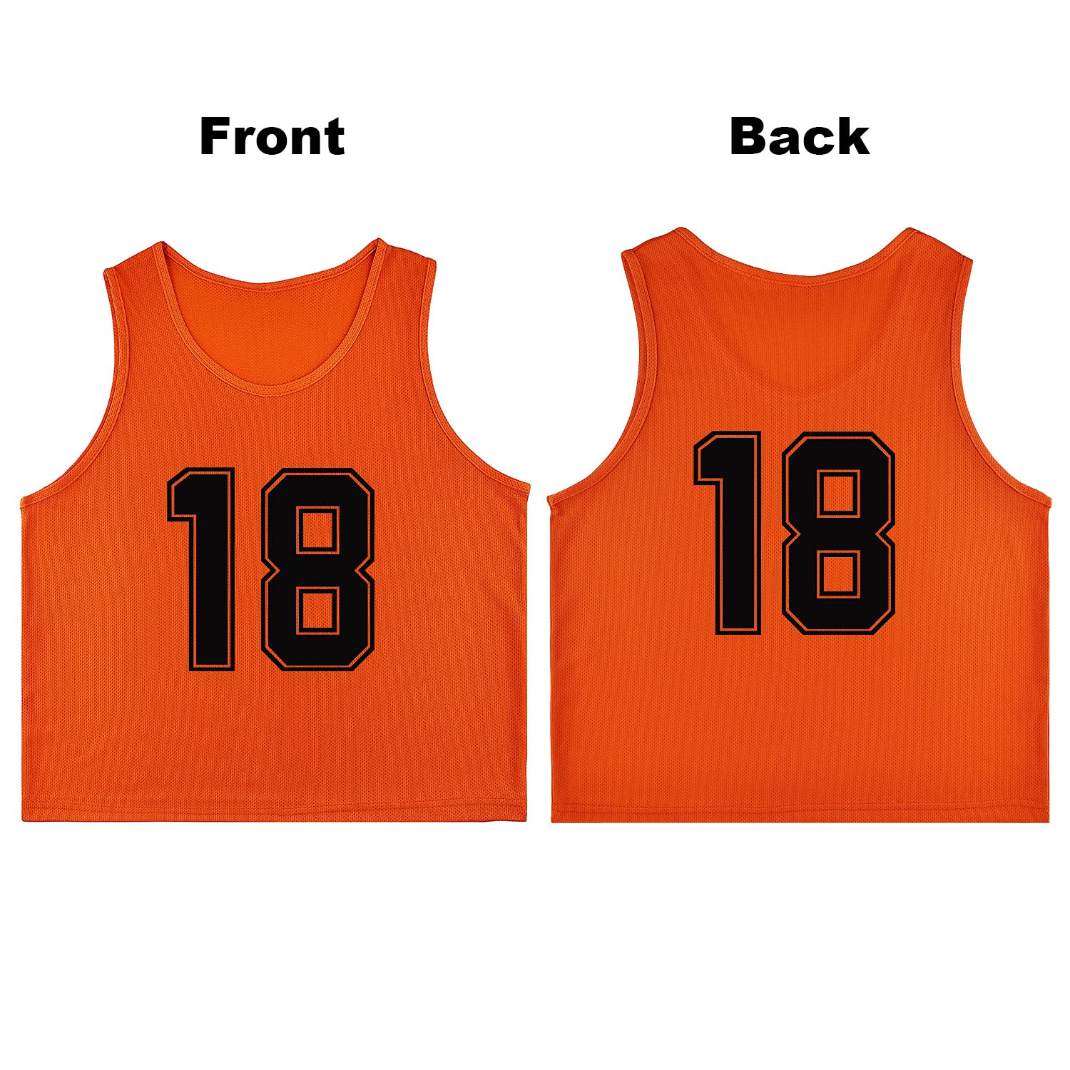12-Pack Numbered Soccer Training Vests (13-24) with Free Carry Bag - Reversible Pinnies for Team Sports, Youth Soccer Practice & Outdoor Activities