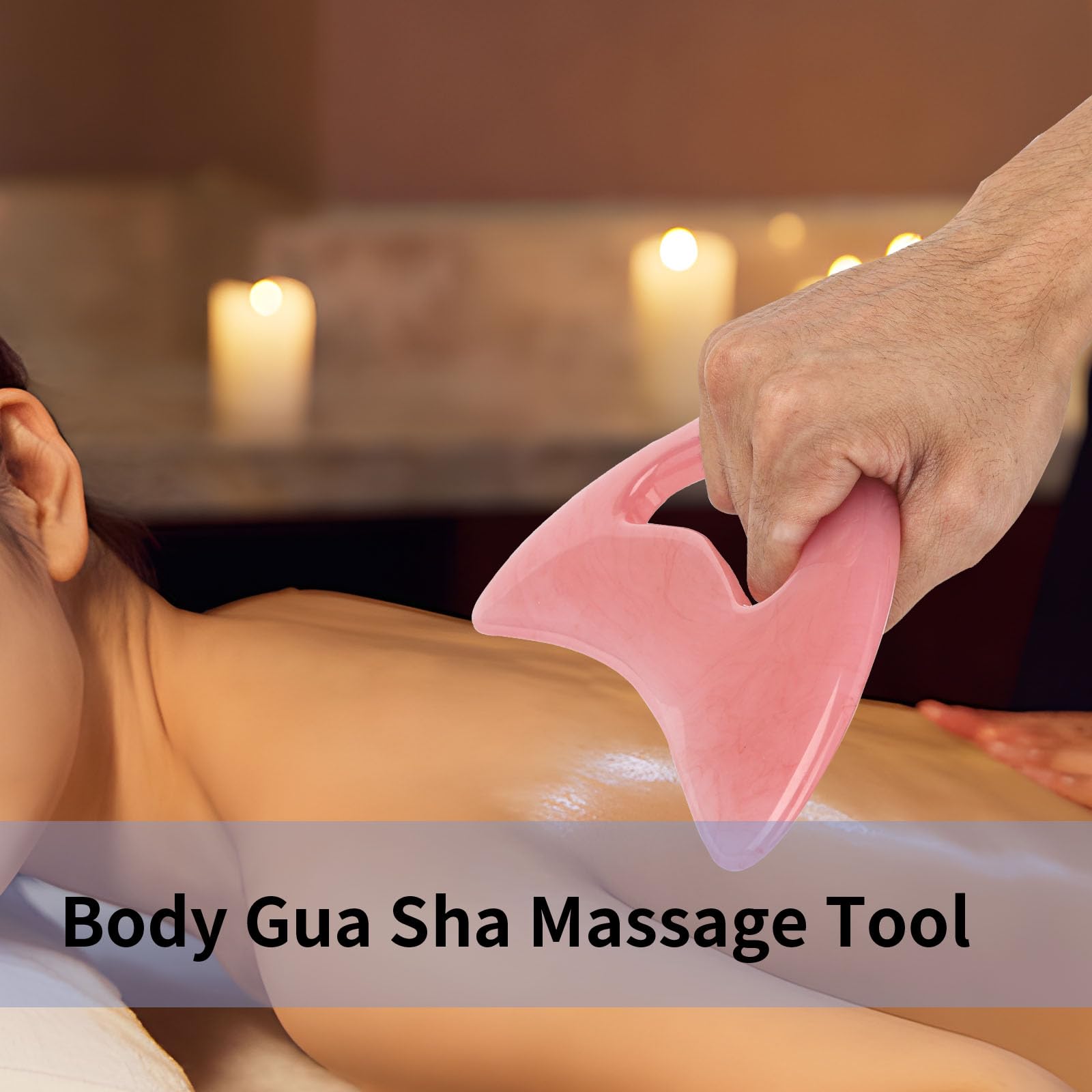 Natural Resin Body Gua Sha Tool for Lymphatic Drainage & Cellulite Reduction - Large Massage Tool for Face, Back, Legs | Women's Body Shaping & Relaxation | Perfect for Spa Days, Self-Care Routines & Post-Workout Recovery (Pink)