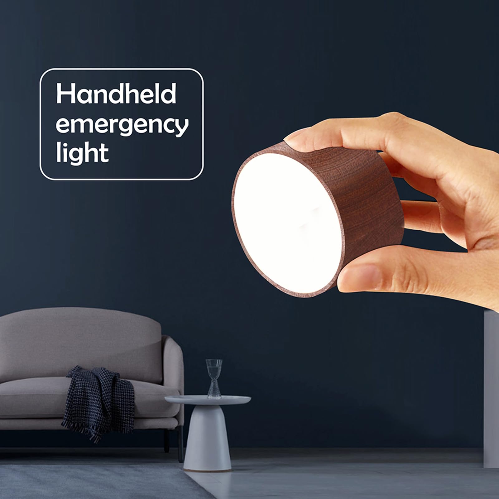 LANDGOO Rotatable USB Rechargeable Magnetic LED Wall Sconce - Dimmable Reading Light for Bedroom, Cabinet & Night Light | Battery Operated, Sapele Wood Finish, Modern Household Lighting