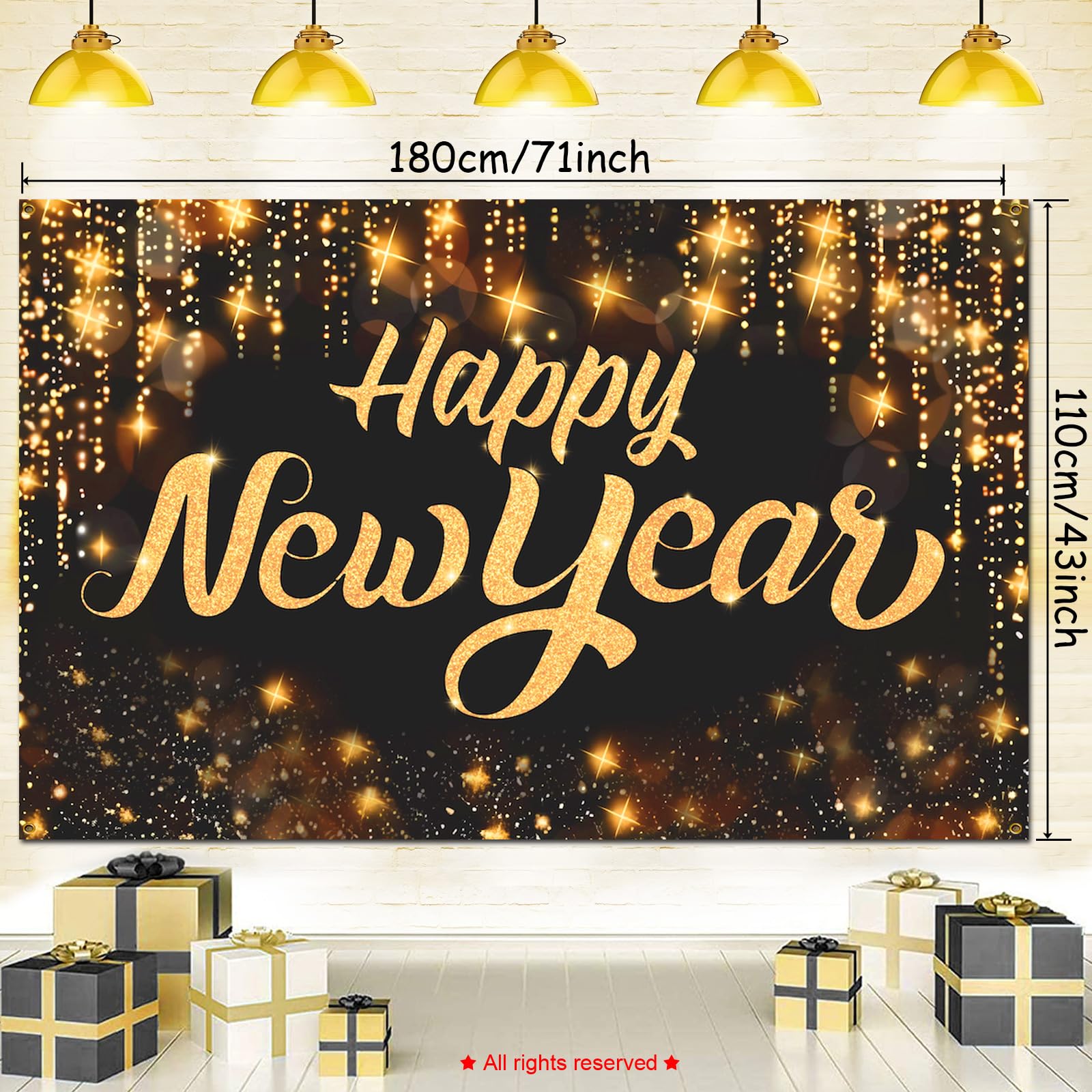 2025 New Year's Eve Party Decorations - Happy New Year Banner Backdrop, NYE Photography Supplies, Outdoor & Indoor Door Decor for Celebrations, Countdown Parties & Social Media Backgrounds