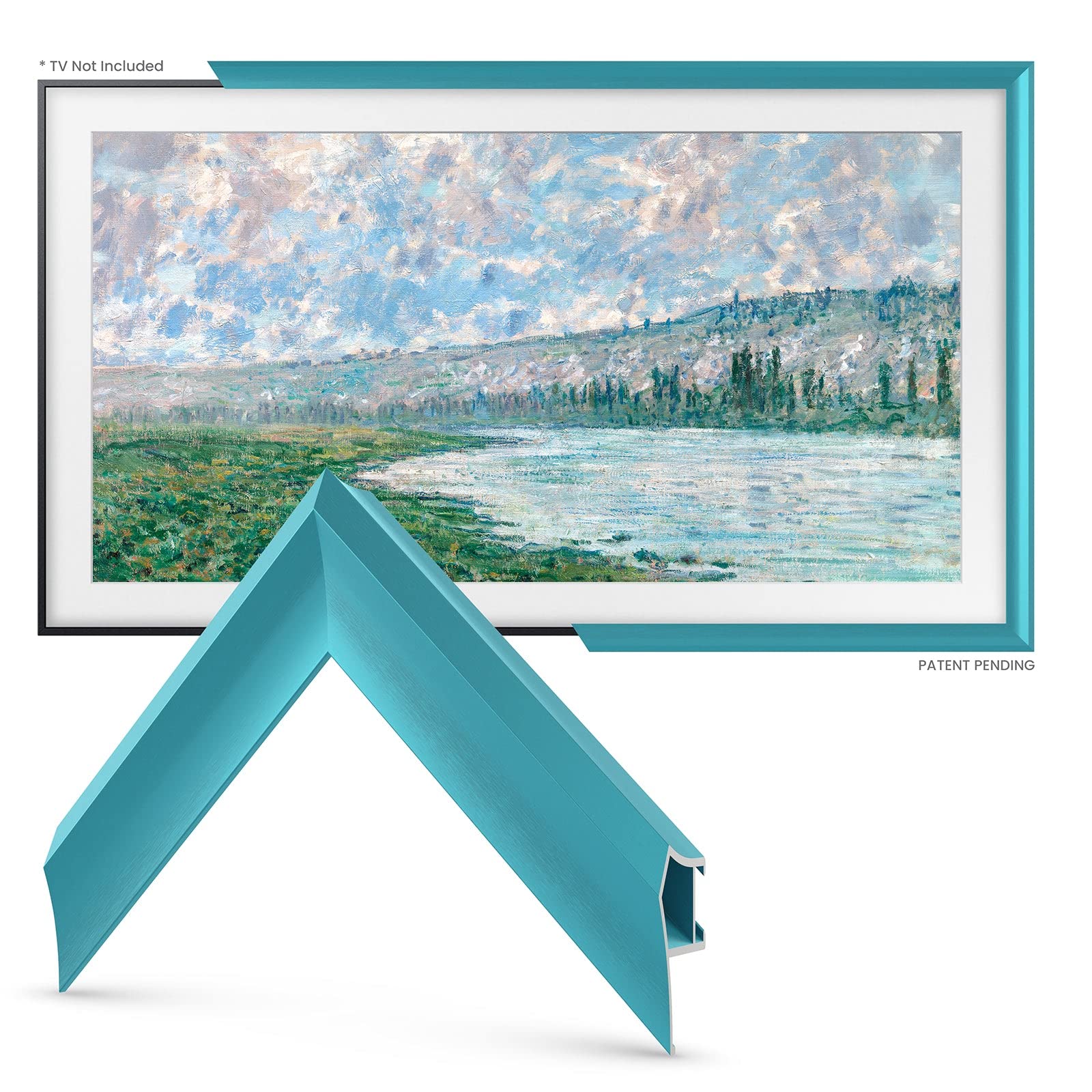 Premium Alloy Prismatic TV Frame - Turquoise Bezel for Samsung Frame TV (43 Inch, Compatible 2021-2025 Models) | Modern Home Theater Decor & Living Room Upgrade
