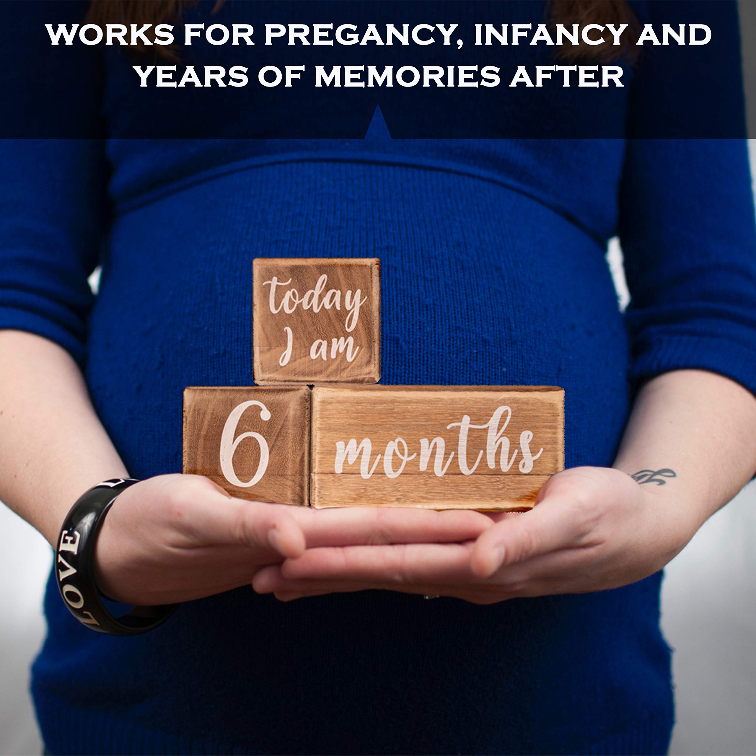 Baby Monthly Milestone Blocks - Wooden Age Blocks for Nursery Decor | Perfect Baby Shower Gift & Newborn Photography Props | Capture Precious Moments from 1-12 Months for Social Media & Memory Keepsakes