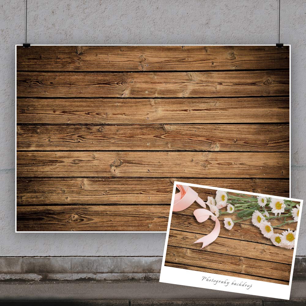 Yeele 10x8ft Rustic Brown Wooden Plank Vinyl Photography Backdrop - Perfect for Food Photography, Baby Showers, Birthday Parties, Cake Table Decor & Newborn Portrait Shoots | Durable Floor & Wall Background