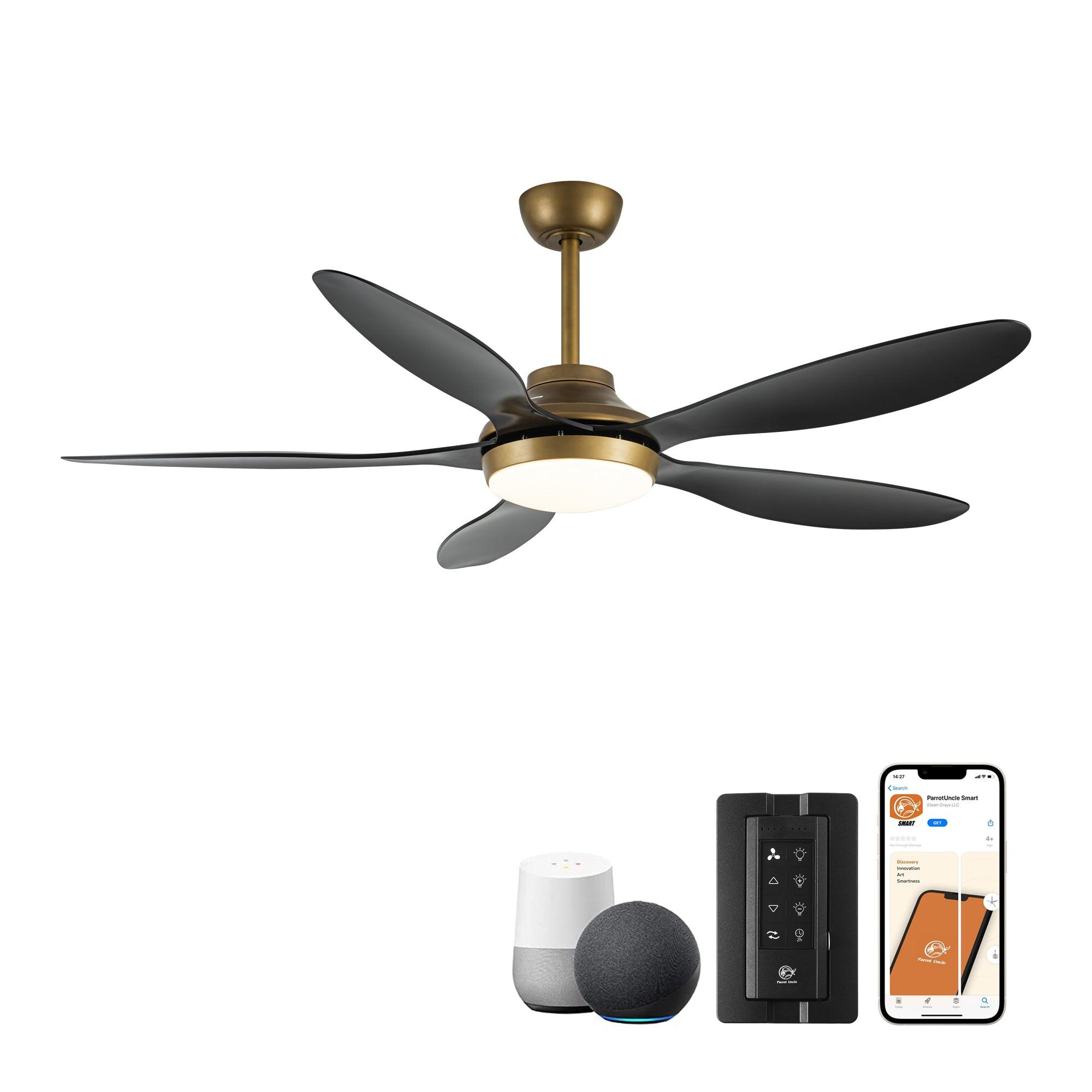 52 Inch Punjab Smart Ceiling Fan with LED Light - Energy Efficient, Remote Control, Quiet Operation for Bedroom, Living Room, and Office