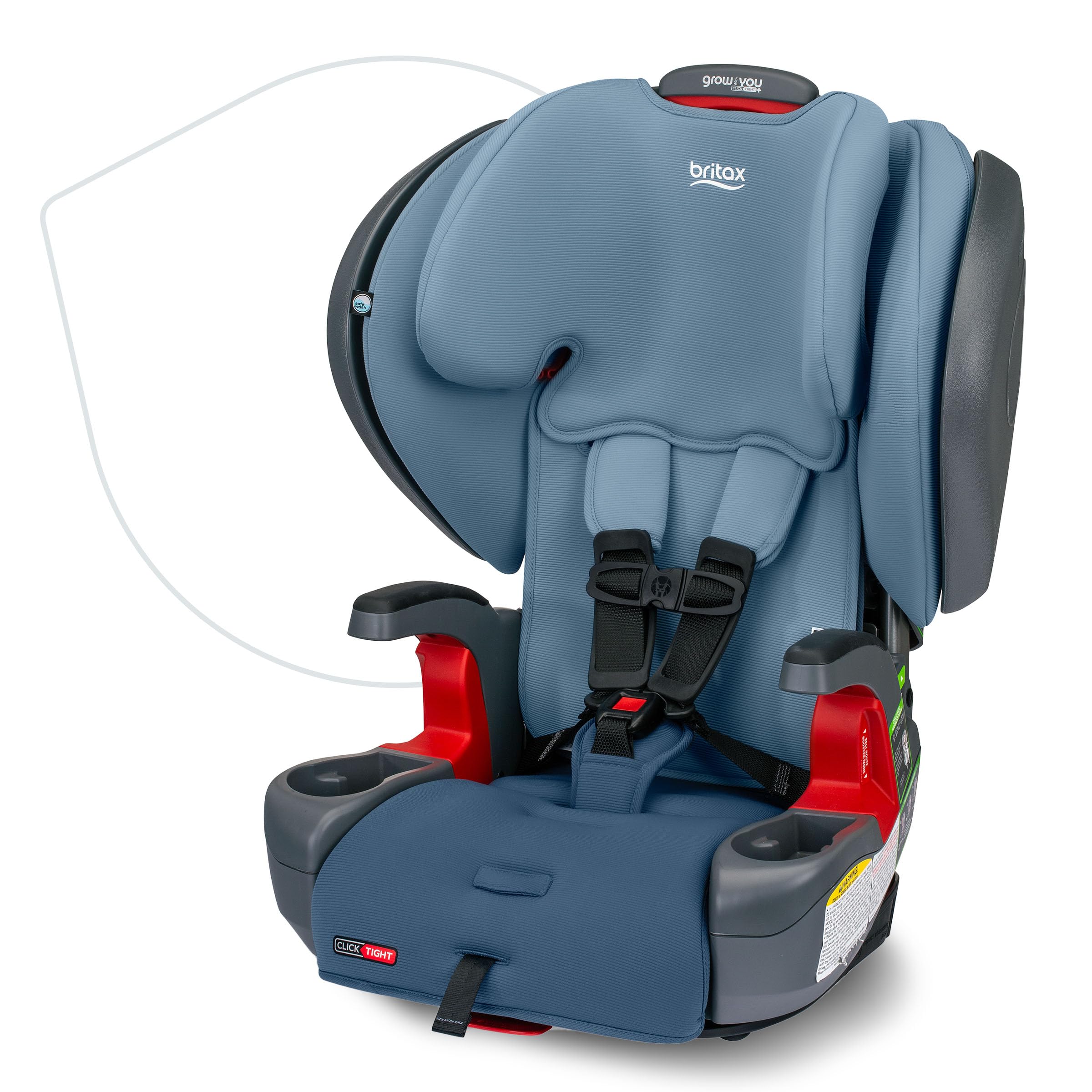 Britax Grow with You ClickTight Plus Harness-2-Booster Car Seat - 2-in-1 Convertible High Back Booster with SafeWash Removable Cover - Blue Ombre - Perfect for Toddlers & Kids Travel Safety