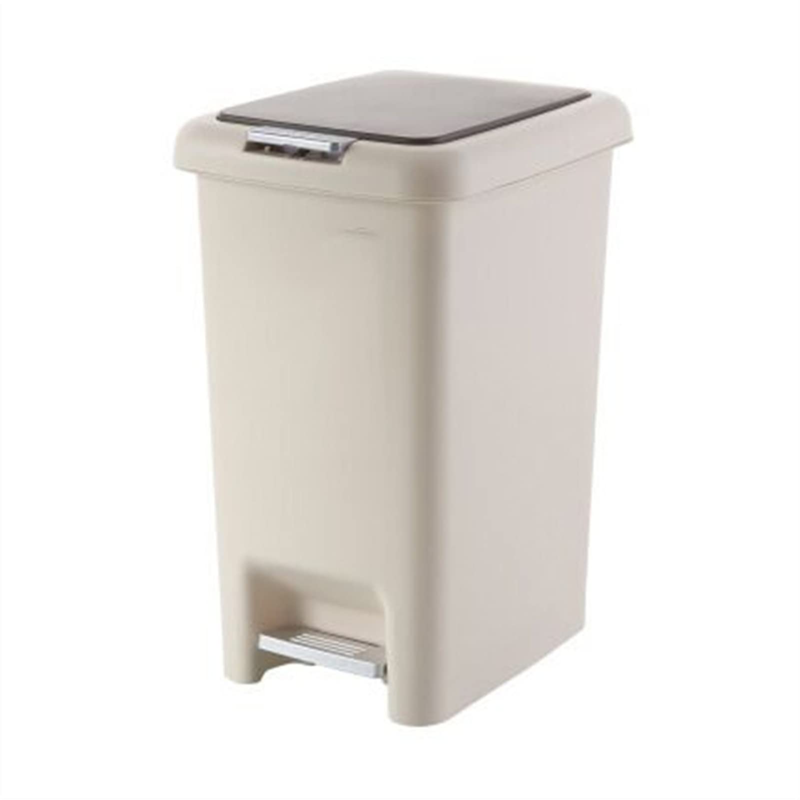 Eco-Friendly 8L/10L Sealed Lid Kitchen Compost Bin with Pedal - Odor-Free Plastic Trash Can for Home, Bathroom & Toilet - Silent Step & Hand Press Design (Beige) - Perfect for Organic Waste Disposal & Small Space Recycling