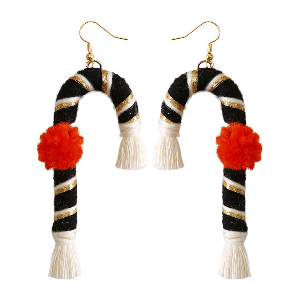 Lightweight Bohemian Cane Earrings for Women - Handmade Cotton Braid Hoop Drop Dangle Ear Studs with Tassel | Christmas Gift, Party & Casual Wear