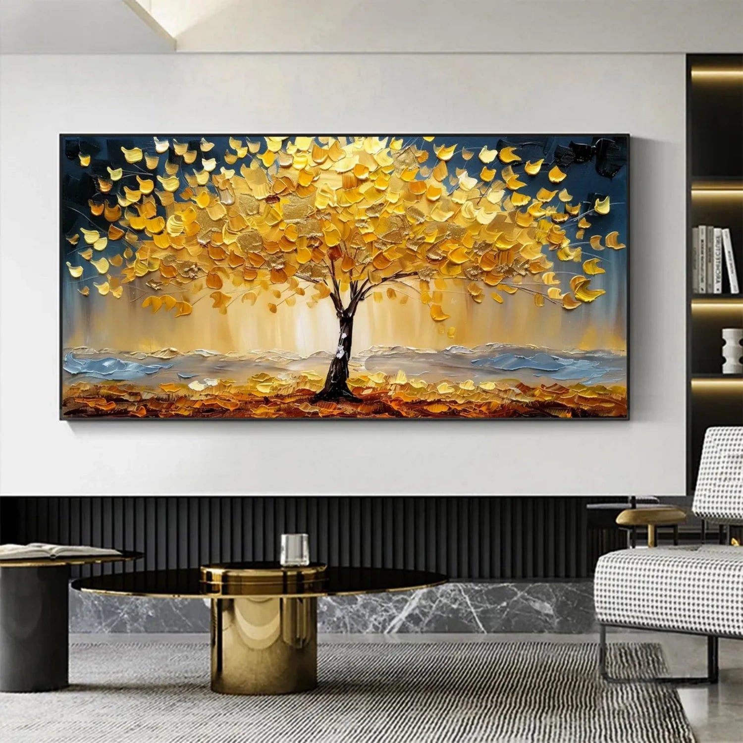 Flower and Tree Painting #FT 191 - Handmade Canvas Wall Art for Home & Office Decor - Perfect for Living Room, Bedroom or Gift