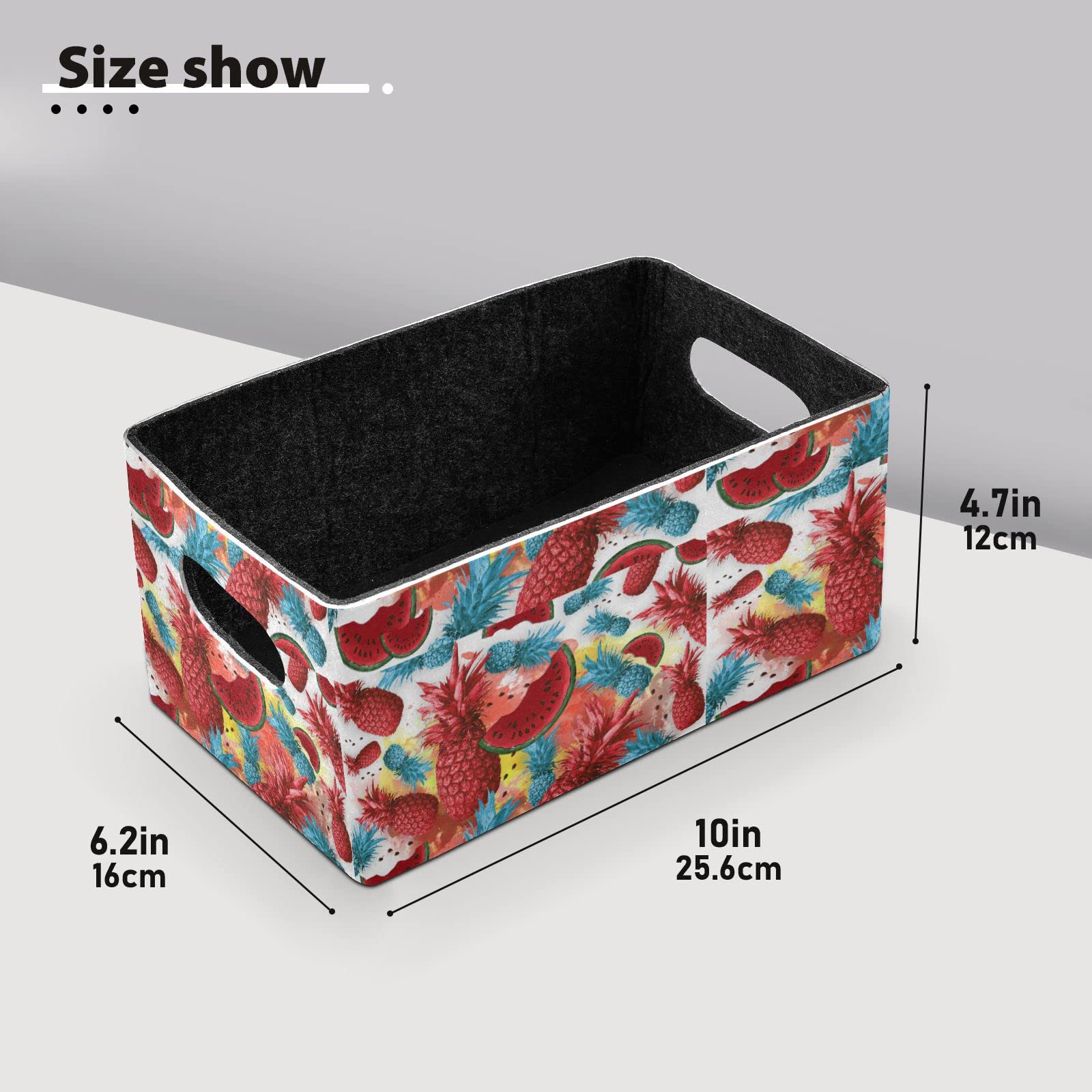 Emelivor 2-Piece Collapsible Felt Storage Bins Set for Pineapples, Watermelons, Toys, Laundry & More - Fabric Rectangle Organizing Baskets for Office, Bedroom, Closet & Nursery | Space-Saving Home Organization Solution