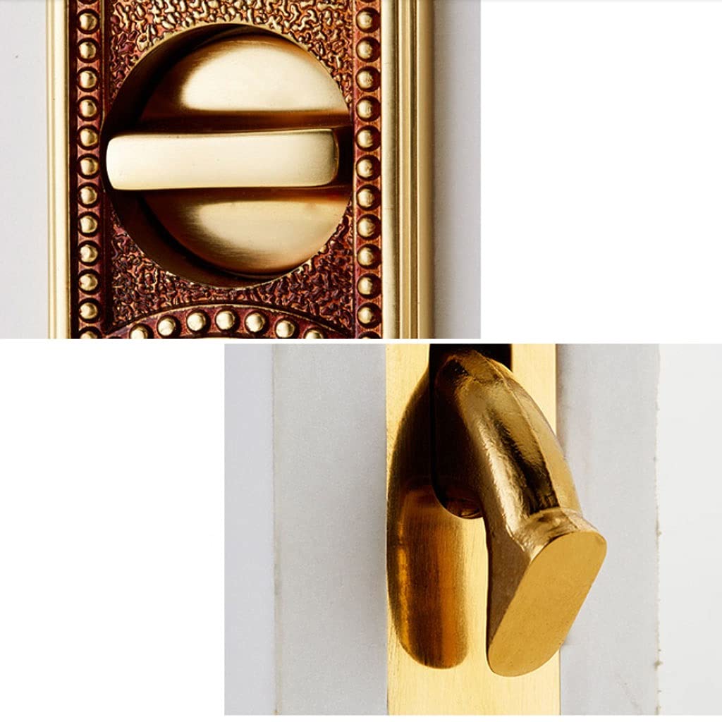 Pure Copper Sliding Door Knob Lever with Key - Concealed Hook Lock Handle for Bedroom Doors (Bronze) | Secure & Stylish Interior Door Solution for Homes & Offices
