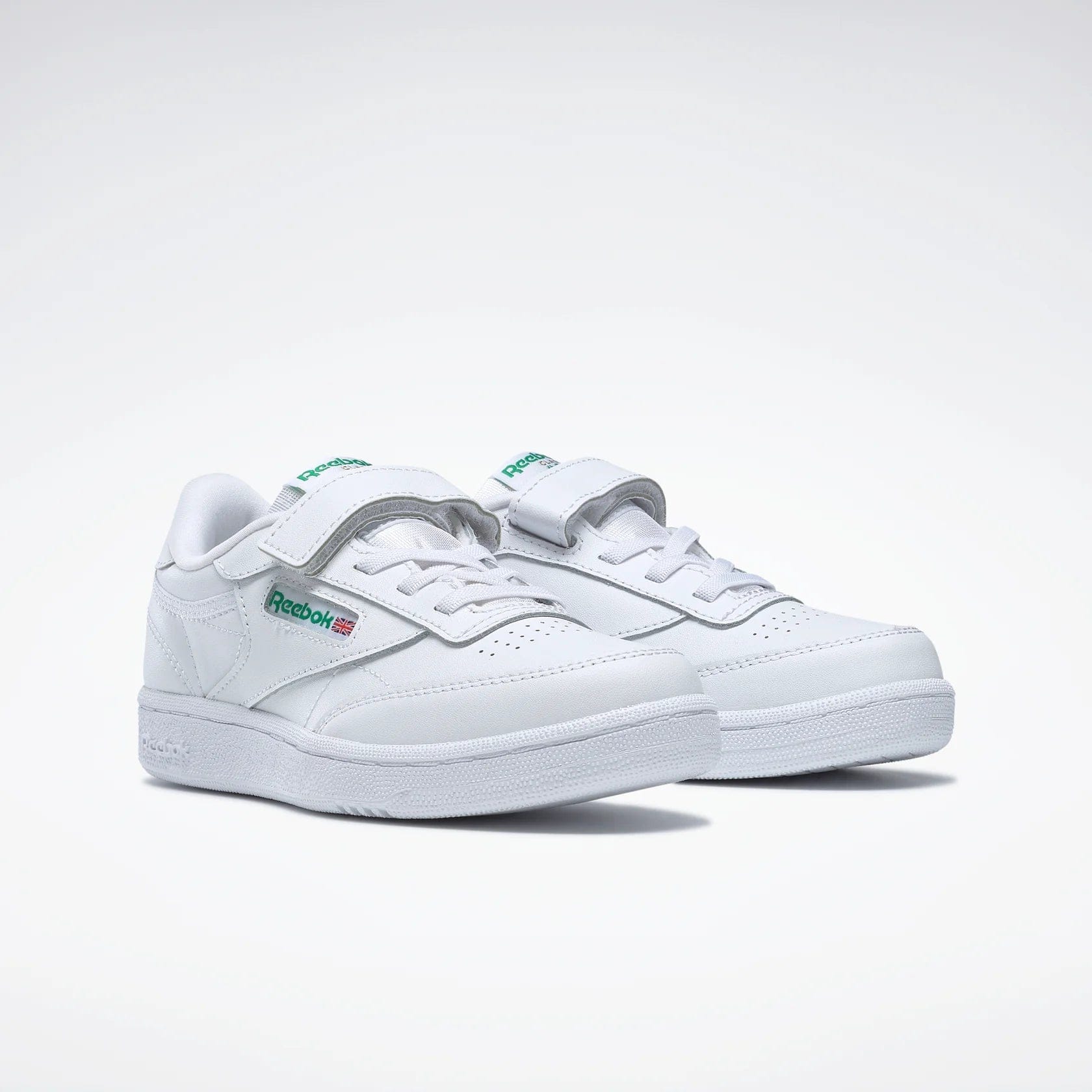 Reebok Kids Club C Sneakers - White/Glen - Comfortable & Stylish Shoes for Boys & Girls - Perfect for School, Play & Everyday Wear