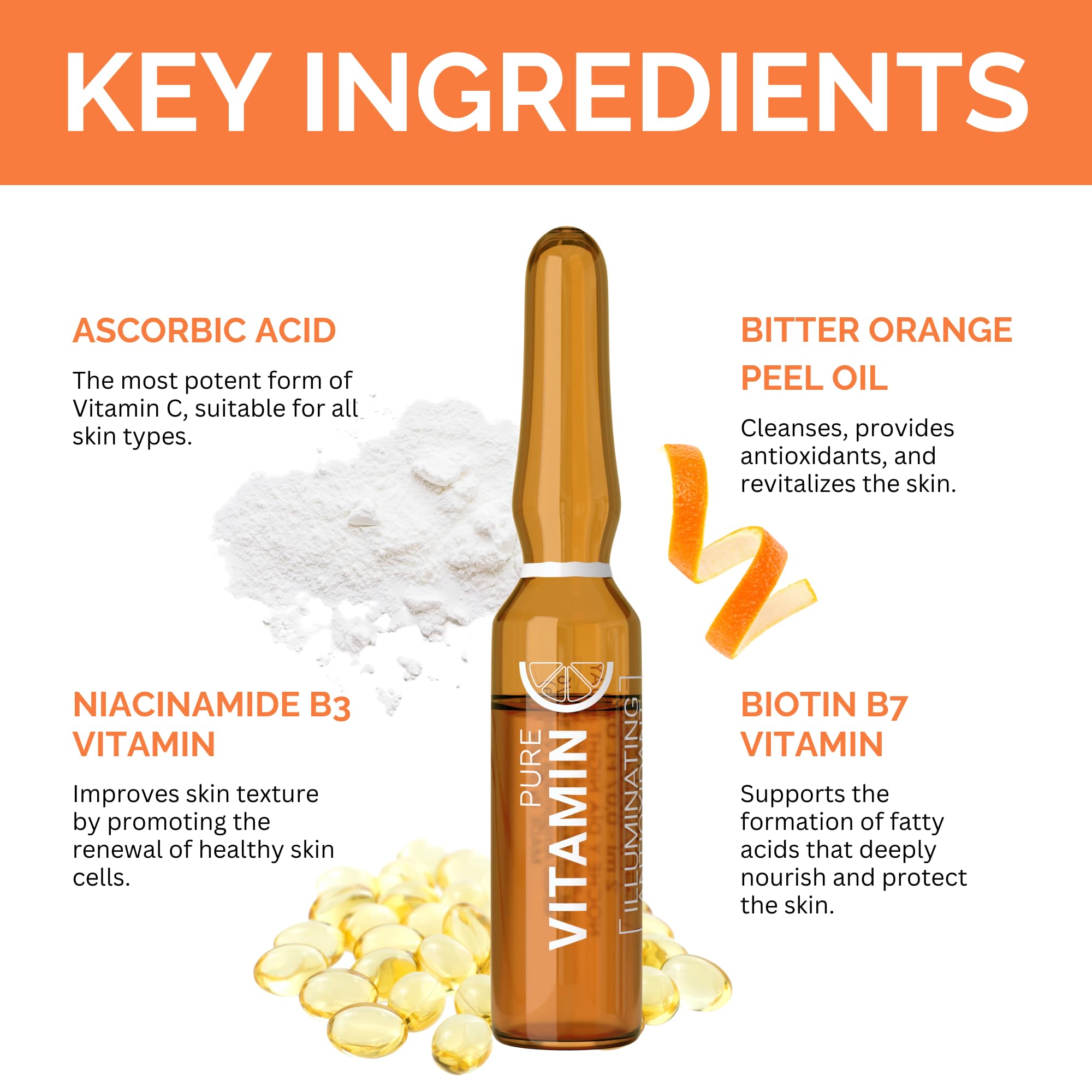 Noche Y Dia Vitamin C Ampoule Oil - Anti-Aging Face Moisturizer Serum with Ascorbic Acid for Hydration & Firming | Collagen Boosting Skincare Treatment | 12 x 2mL (.07 fl oz) | Perfect for Night & Day Use, Dry Skin Care Routine & Youthful Glow Enhancement