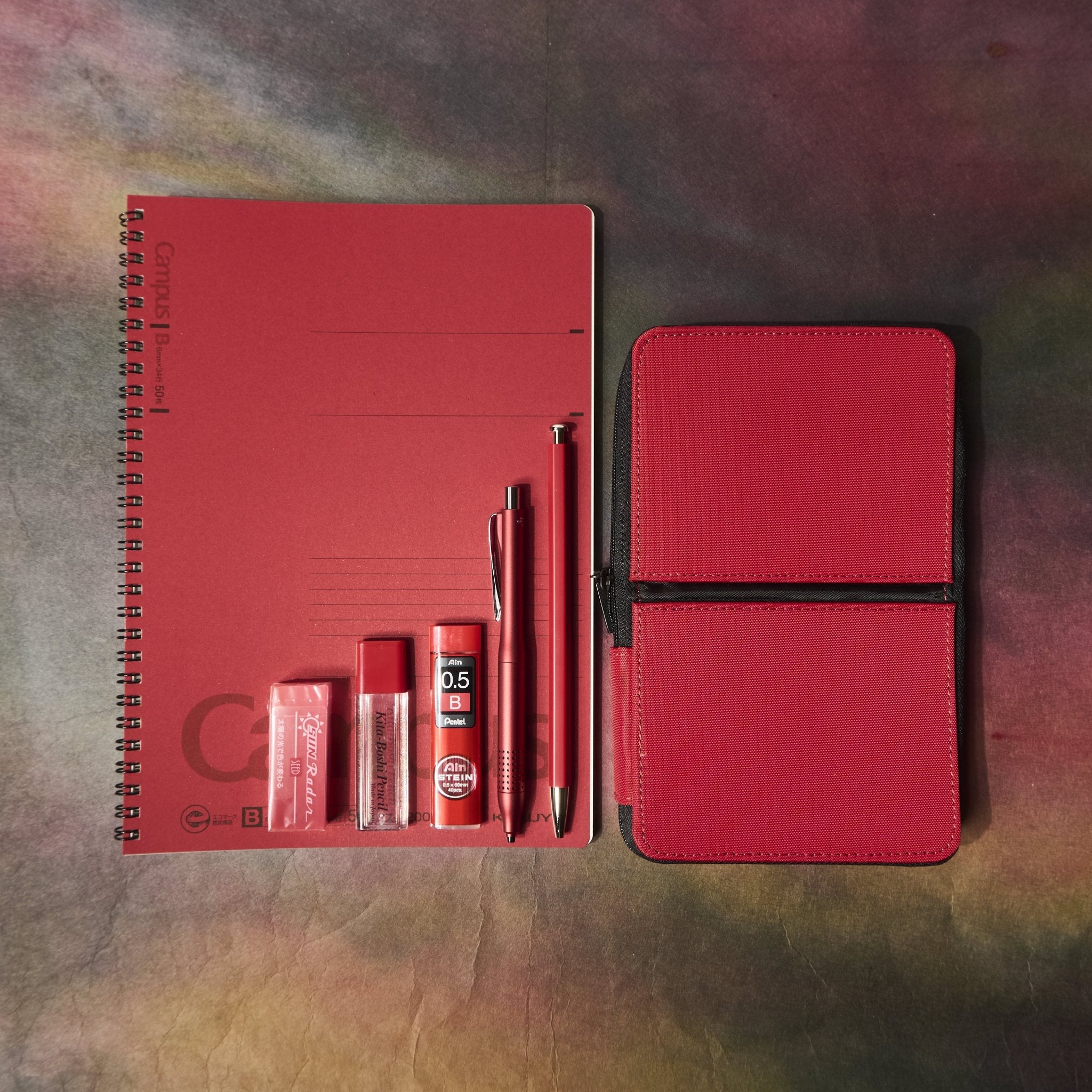 Premium Red Stationery Set - 50-Piece Writing & Office Supplies Kit for School, Work & Home - Includes Pens, Pencils, Notepads & More