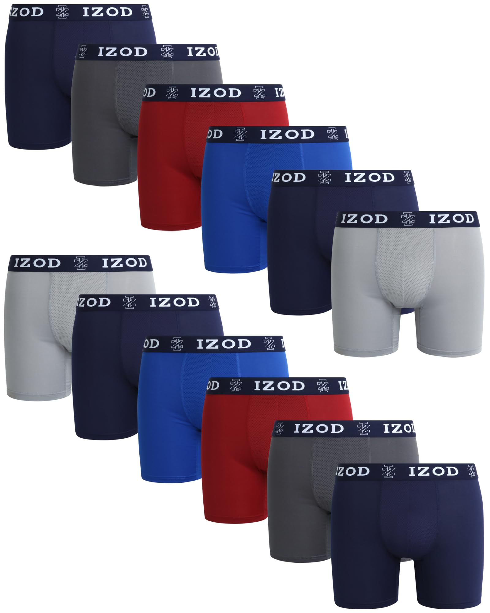 IZOD Men's Boxer Briefs 12-Pack - Ultra Soft Performance Underwear for Men | Breathable & Moisture-Wicking | Active & Sport Boxers (S-XL) | Perfect for Gym, Running & Everyday Comfort