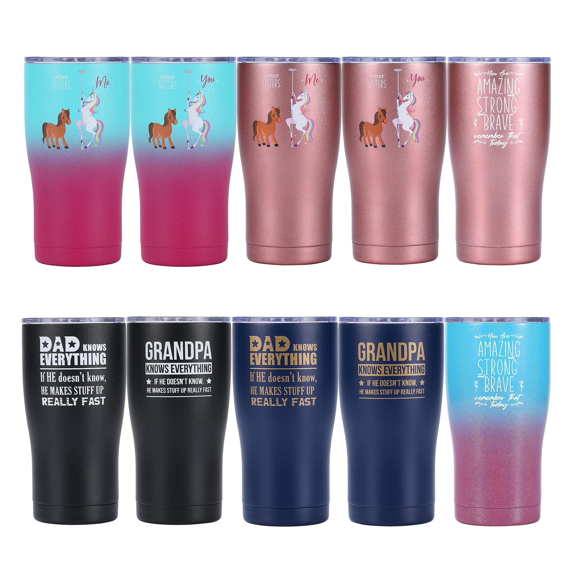 Shamone Unicorn Sister Tumbler 20oz - Insulated Stainless Steel Cup with Lid, Straw & Cleaning Brush - Perfect Birthday & Christmas Gift for Sisters - Funny Sister Gift Idea (Purple Teal) - Great for Coffee, Tea & Cold Drinks at Home, Office or School