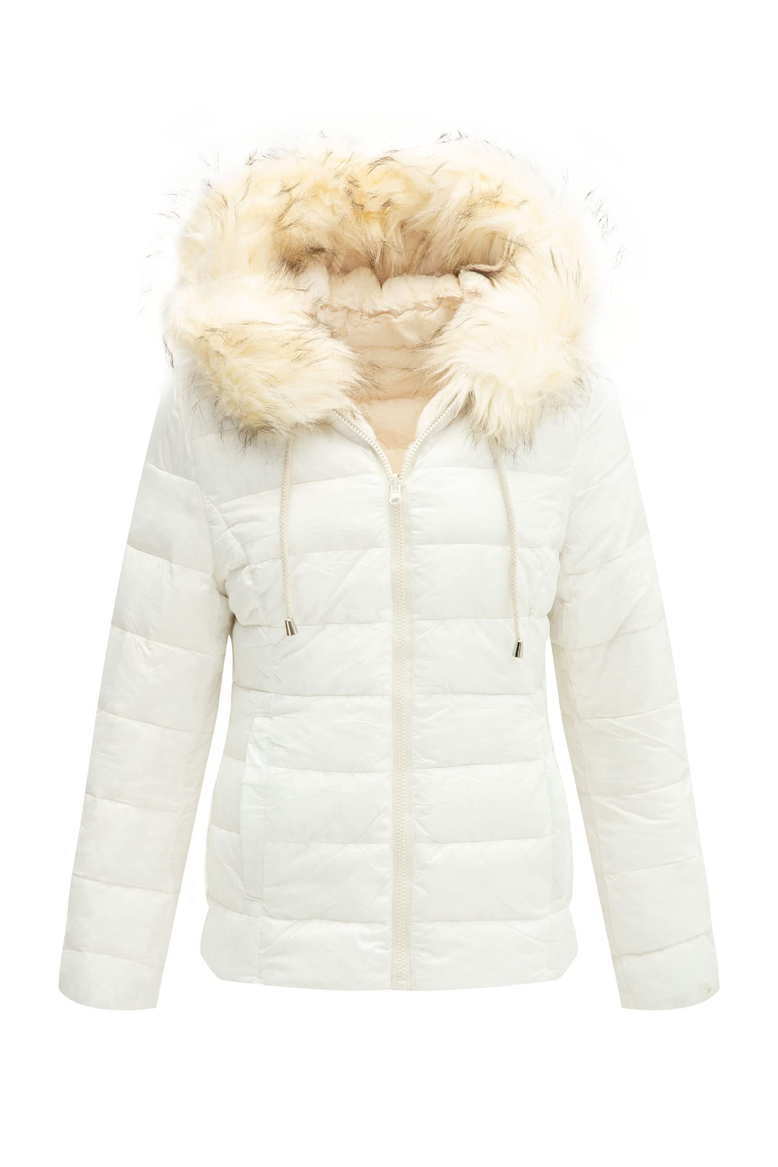 Bellivera Women's Reversible Faux Fur Jacket - Double Sided Winter Coat with Hood & Fur Collar | Warm Fashion Outerwear for Fall, Winter & Spring Seasons | Perfect for Casual Outings, Travel & Cold Weather Protection