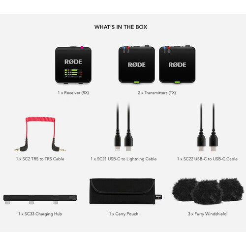 RODE Wireless GO (Gen 3) Compact Digital Wireless Microphone System with 2 Transmitters & Recorder - 2.4GHz Black - Perfect for YouTube Videos, Vlogging, Interviews & Live Streaming