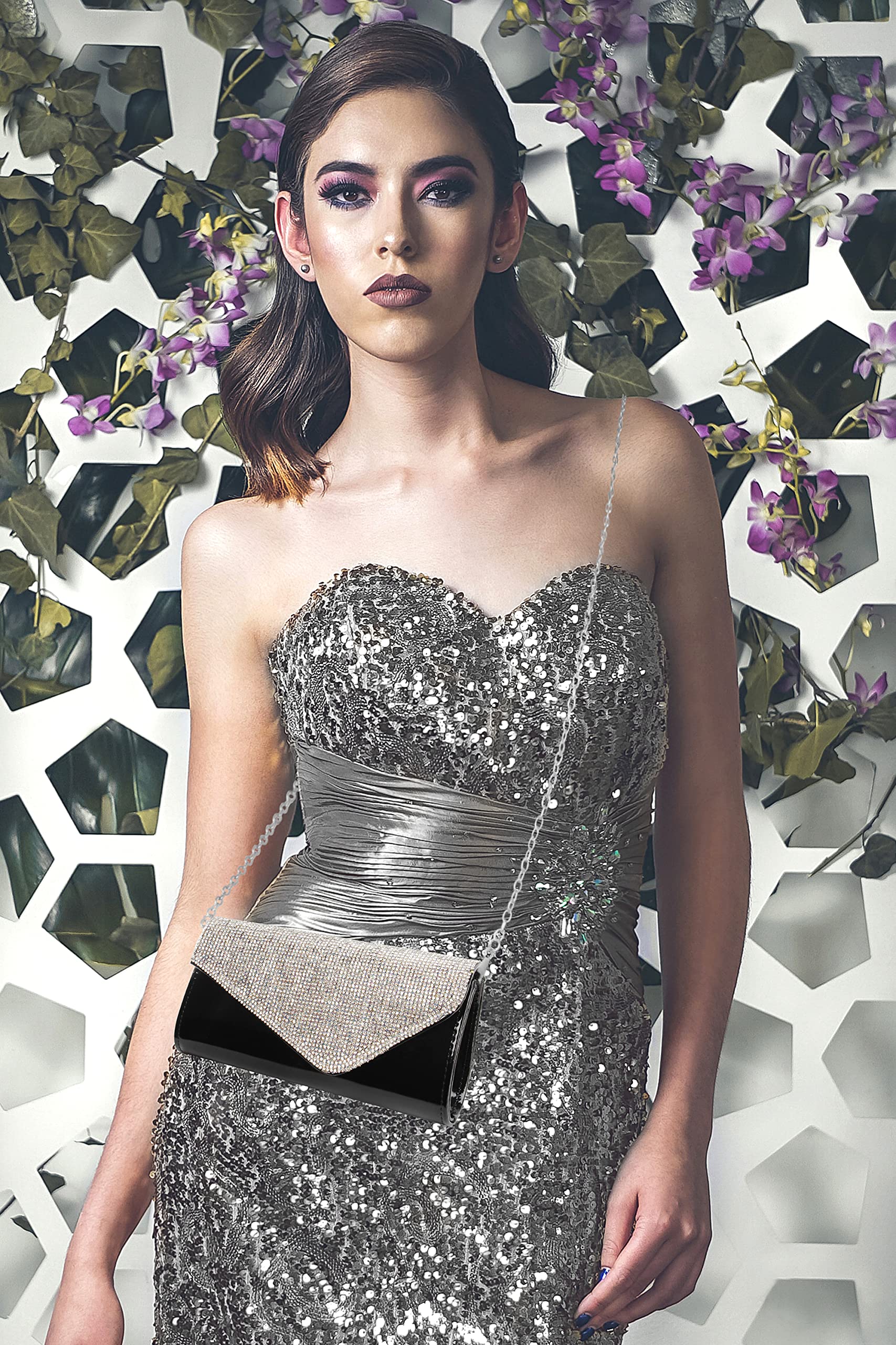 Sparkly Rhinestone Evening Clutch Purse - Elegant Sequined Handbag for Women, Crossbody & Shoulder Bag for Parties, Weddings & Formal Events