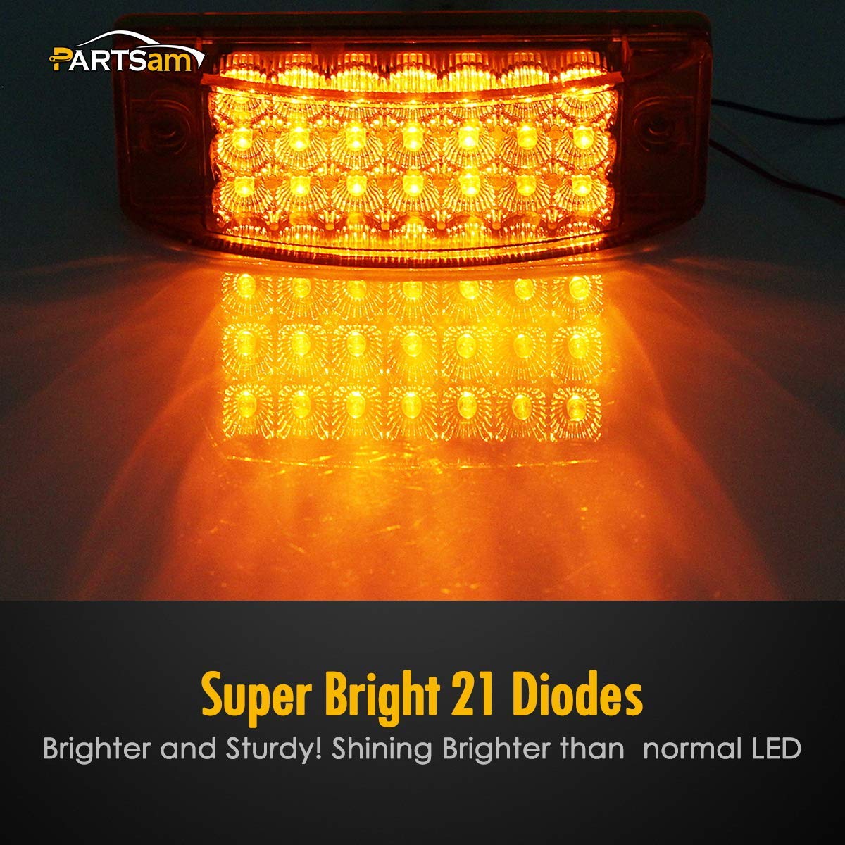 Partsam 12Pcs 2x6 LED Trailer Lights - Waterproof 12V Rectangular Side Marker & Turn Signal Lights with 21 Diodes & Reflectors (2 Red + 10 Amber) - Perfect for Trucks, Trailers, RVs & Commercial Vehicles