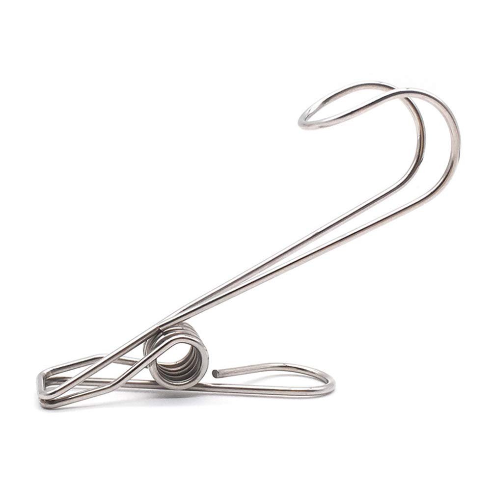 20pcs Stainless Steel Clips with Hooks - Multi-Purpose Kitchen, Laundry & Organizing Clips for Clothes Rack, Drying, Crafting & Home Storage - Durable Metal Wire Clips for Hanging & Fixing