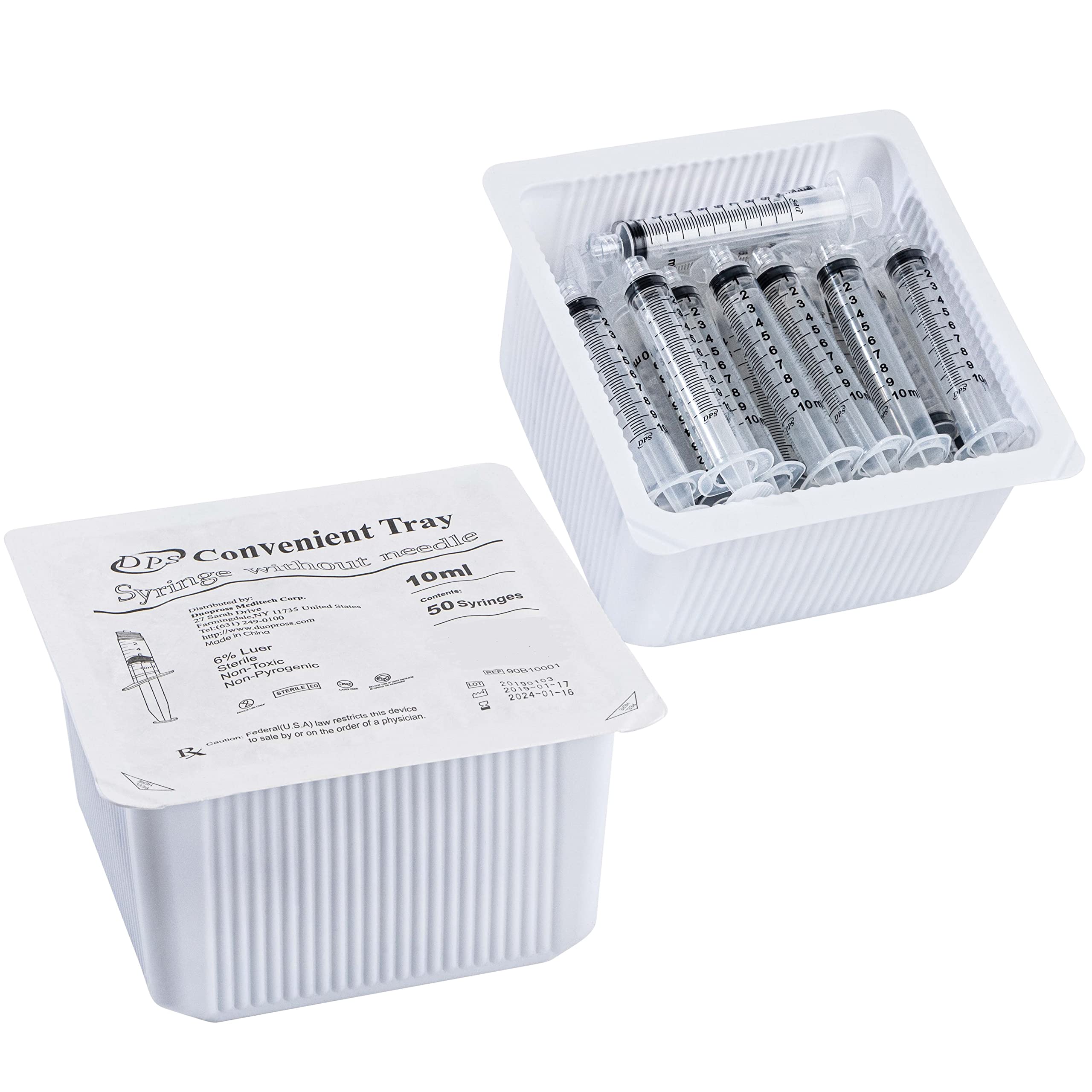 10ml Sterile Syringe with Luer Lock Tip (No Needle) - 100 Pack Medical Syringes in Sealed Trays - Ideal for Lab, Veterinary, and DIY Essential Oil Applications