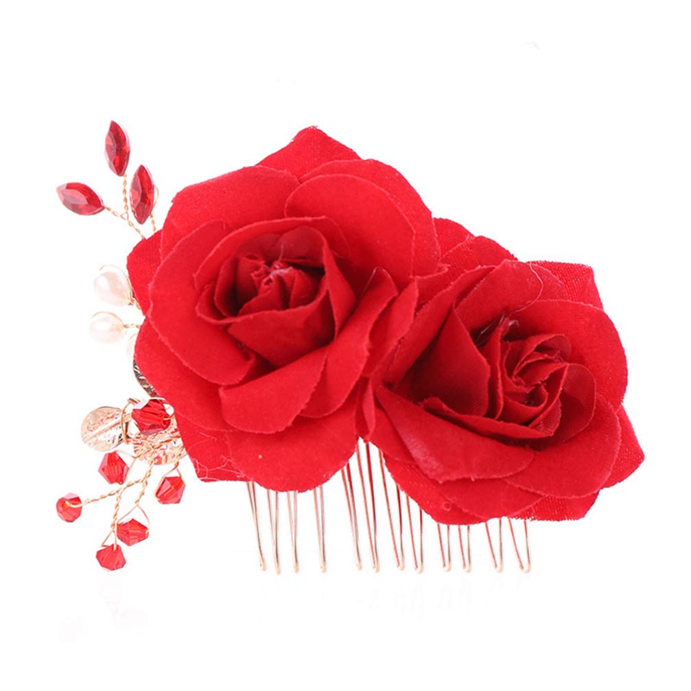 Minkissy Rose Hair Comb for Women - Elegant Bridal Wedding Hair Accessory, Prom & Special Occasion Hair Jewelry for Girls - Perfect for Weddings, Proms, and Formal Events
