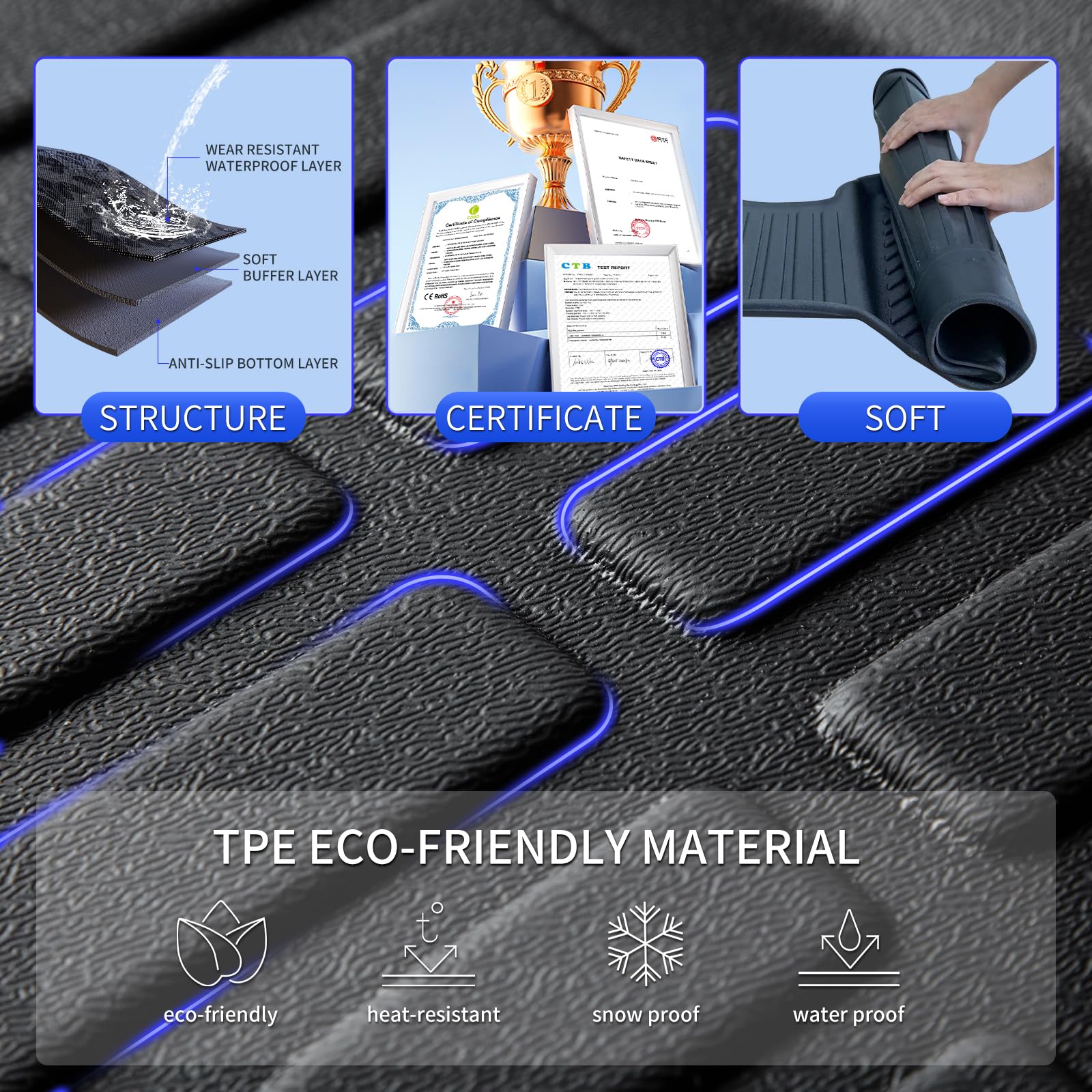 Custom Fit All-Weather Floor Mats for Ford Escape & C-Max 2013-2019 - Heavy Duty Car Floor Liners Front & Rear - Durable Automotive Accessories for Rain, Snow & Mud Protection - Perfect for Daily Commute, Road Trips & Off-Road Adventures