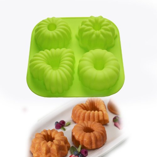4-Cavity Silicone Mini Cupcake Molds - Nonstick Donut Cake Pans, Pudding & Jello Molds, Reusable Muffin Baking Cups for Perfect Desserts | Ideal for Birthday Parties, Baby Showers & Holiday Baking