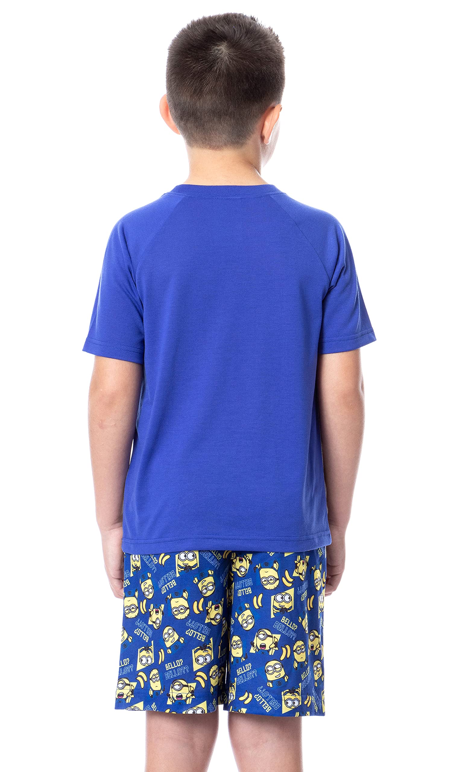 INTIMO Despicable Me Boys' Minions Bello Raglan Sleep Pajama Set - Short Sleeve Shirt & Shorts for Kids' Bedtime & Lounge Wear