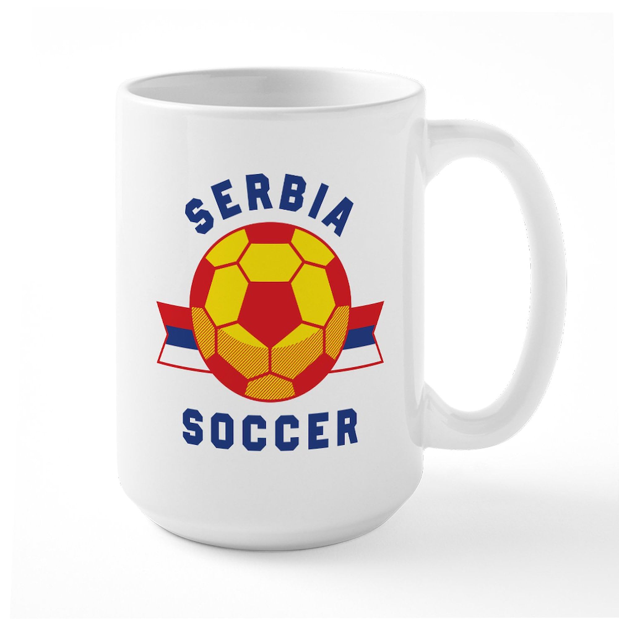 Serbia Soccer Ceramic Coffee Mug 15 oz (444 ml) - Perfect for Tea, Hot Chocolate & Office Use - CafePress