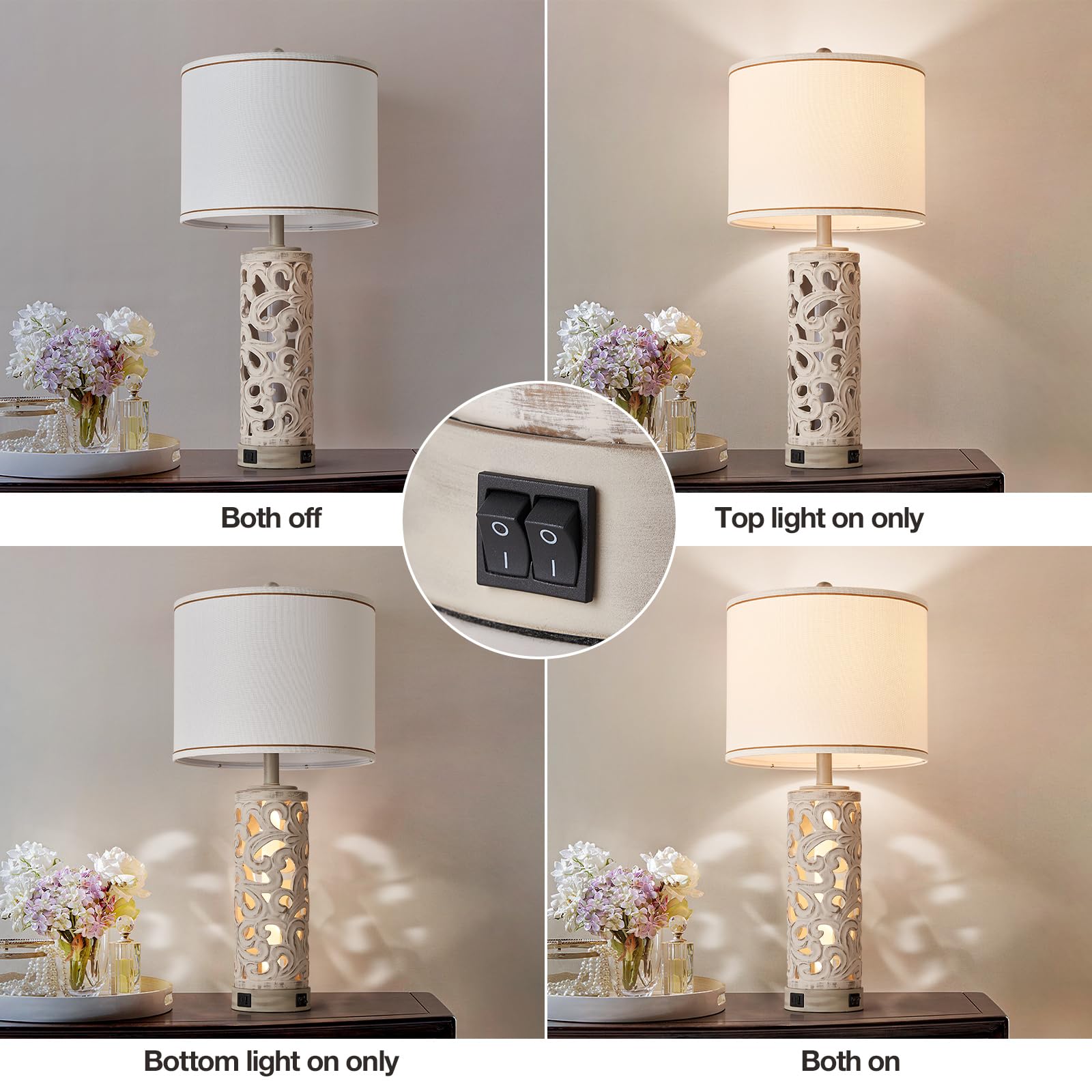 AIDENOEY Set of 2 Modern Farmhouse Table Lamps - 28