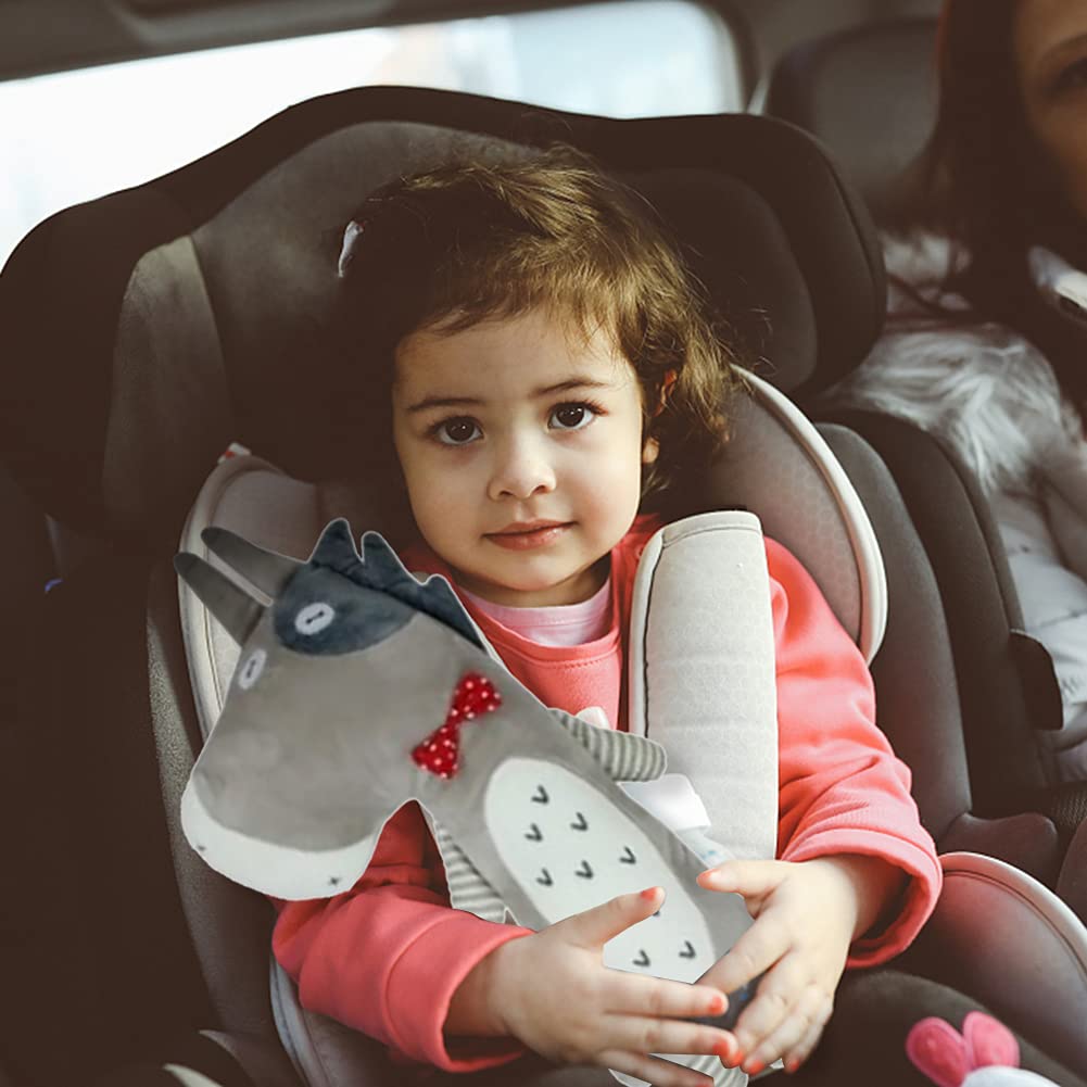 Katutude Soft Adjustable Car Seat Belt Cover - Cute Cartoon Shoulder Strap Cushion for Neck & Head Support - Comfortable Safety Belt Protector Pad for Long Drives, Road Trips & Daily Commute