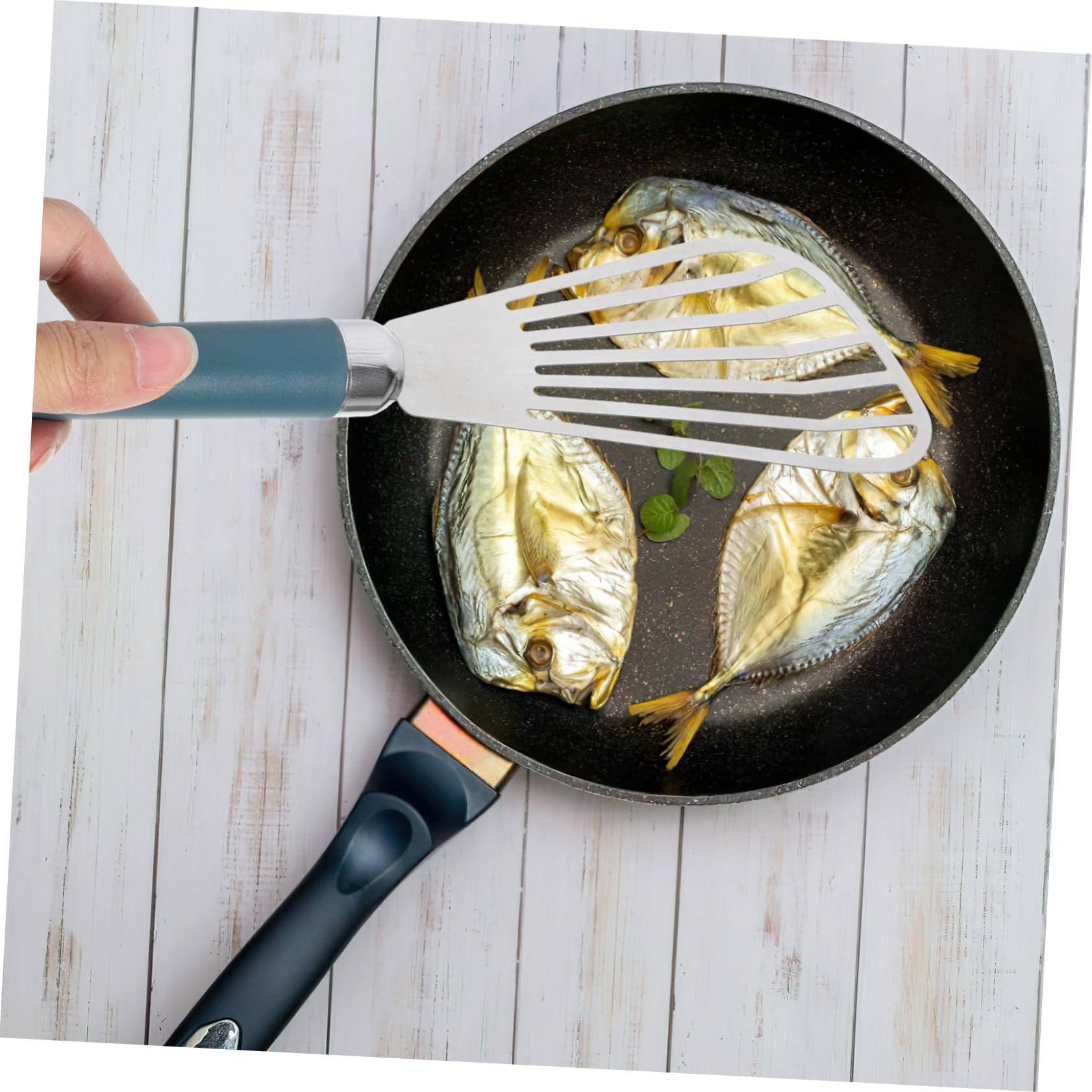 Hemoton Griddle Spatula Set - 2-Piece Slotted Fish Turner & Thin-Edged Spatula for Flipping, Frying & Grilling - Durable Handle - Perfect for Cooking, Baking & Cake Decorating - Ideal for BBQ, Pancakes, Burgers & More