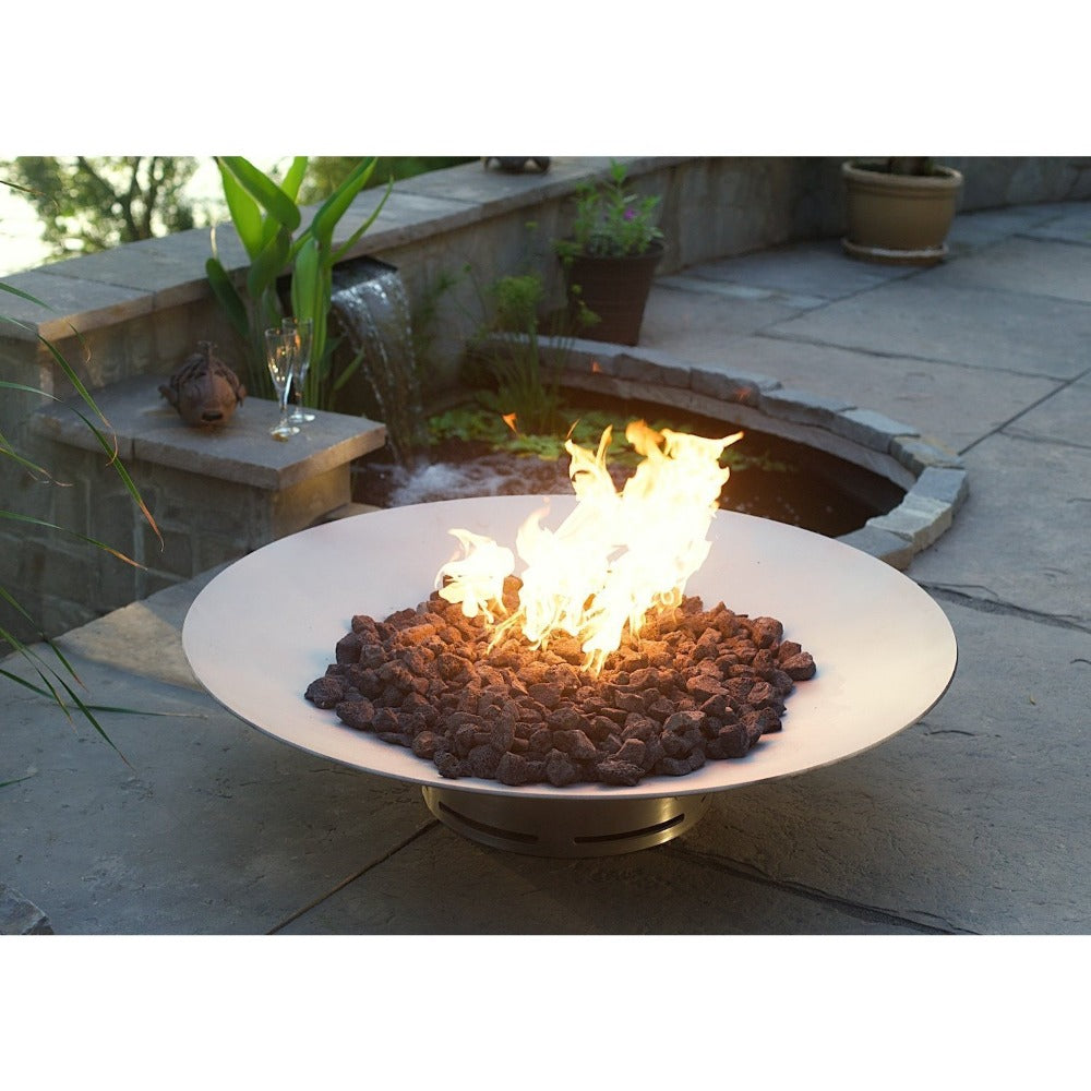 Bella Vita 34 Inch Stainless Steel Gas Fire Pit - Handcrafted Outdoor Fireplace for Patio, Backyard & Garden Gatherings