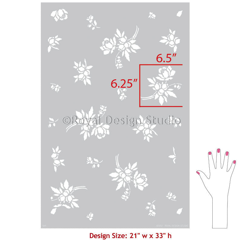 Field Flowers Wall Stencil - DIY Home Decor Painting Template for Farmhouse, Nursery & Bedroom - Reusable Floral Pattern for Walls, Furniture & Crafts