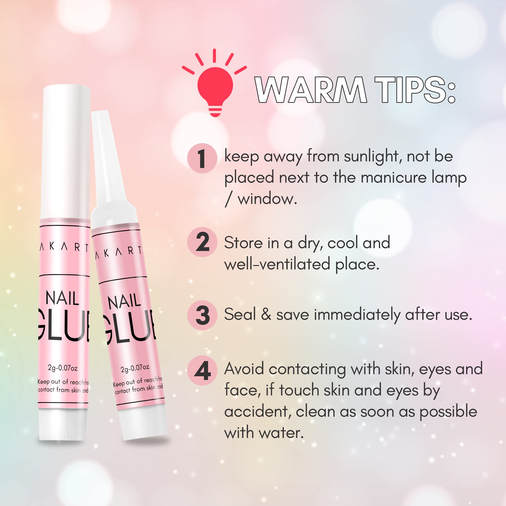 Makartt Super Strong Nail Glue - Professional Nail Adhesive for Acrylic Nails, Press On Nails & Nail Tips - Long Lasting Fake Nails Glue for Broken Nail Repair (0.07oz, 40Pcs) - Perfect for Salon, Home Manicures & Nail Extensions