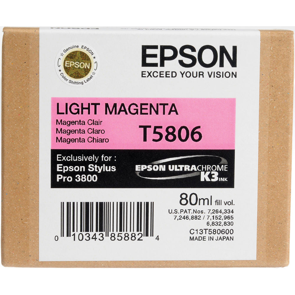 Epson T580600 3800 Ultrachrome Light Magenta Ink Cartridge - High-Quality Replacement for Photo Printing, Graphic Design & Professional Art Projects
