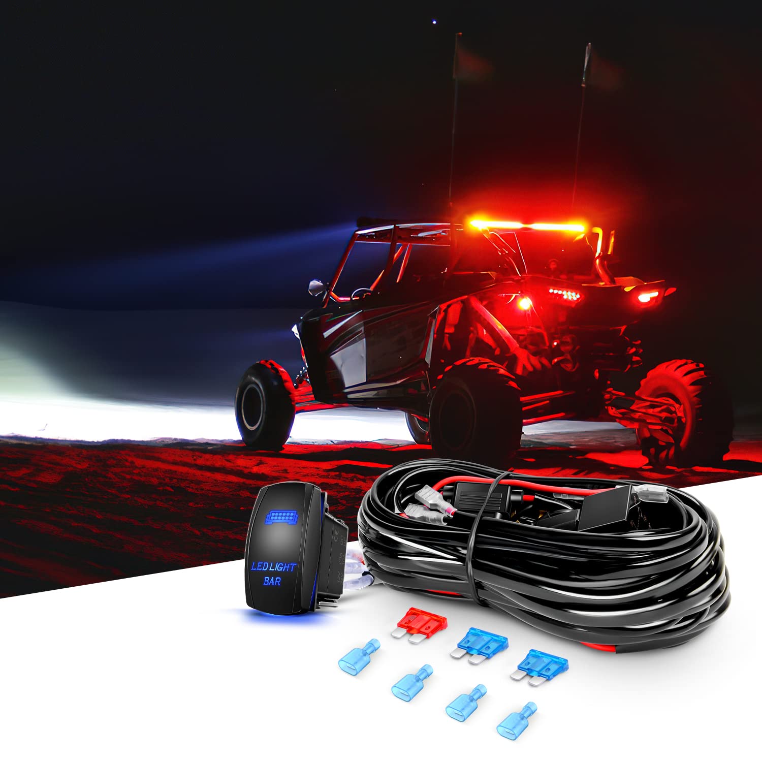 GOOACC 32-Inch 180W Curved LED Light Bar for Trucks - Off Road Driving Lights with Flood Spot Combo Beam, Heavy Duty 12V 5-Pin Rocker Switch & Wiring Harness Kit - Perfect for Night Off-Roading, Work Lighting & Truck Accessories - 2 Year Warranty