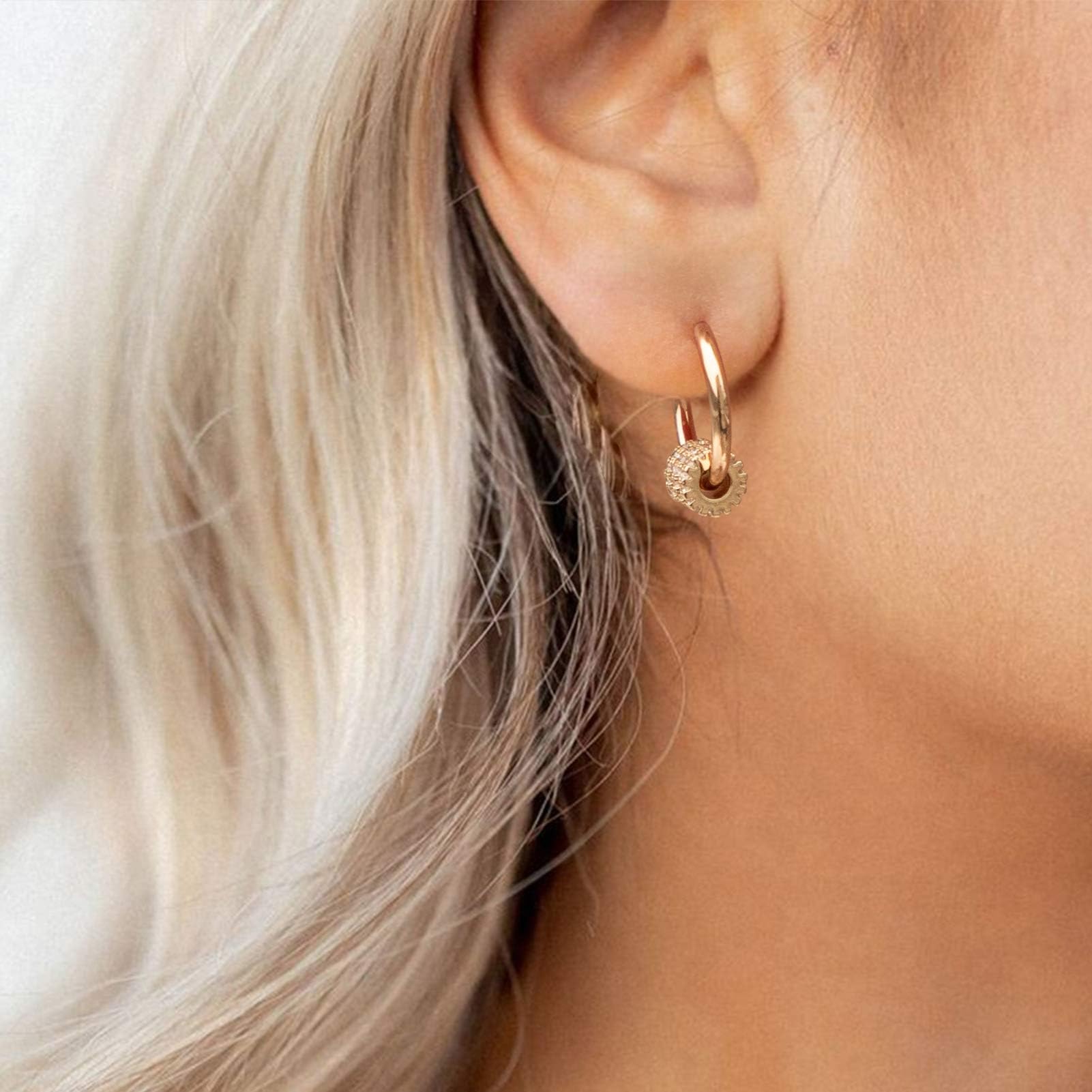 14K Gold Plated Huggie Hoop Earrings for Women - Hypoallergenic Twisted Chain Designer Jewelry - Elegant Hollow Out Earrings for Daily Wear, Parties & Gifts