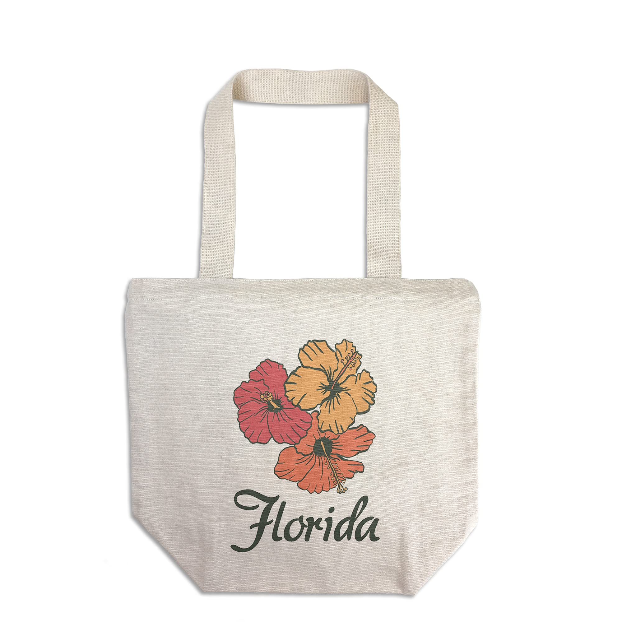 Lantern Press Florida Hibiscus Flowers Vertical - 100% Cotton Canvas Reusable Tote Bag for Shopping, Beach & Groceries