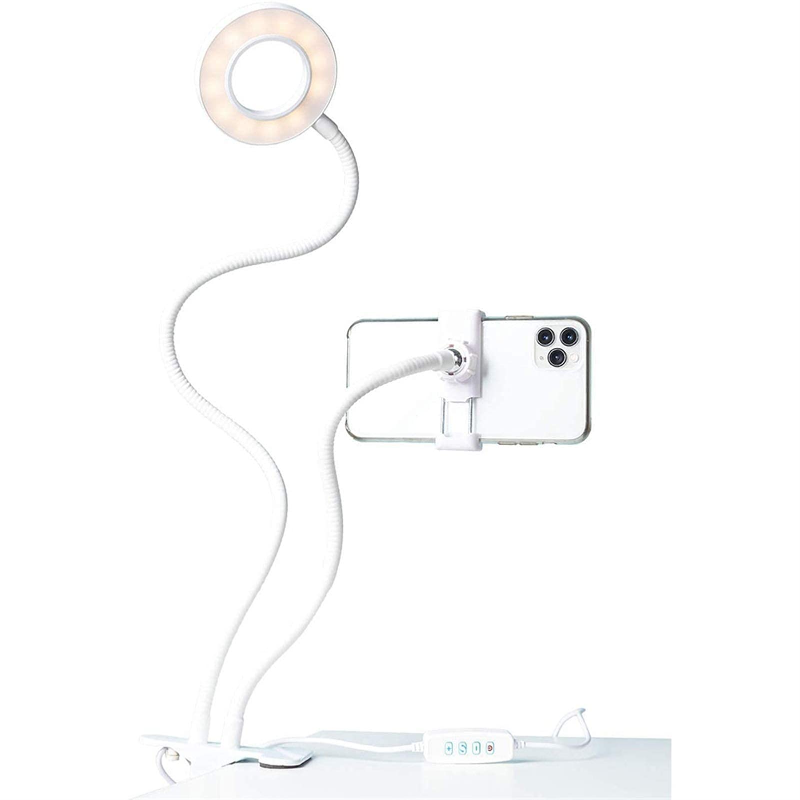 WlP Selfie Ring Light with Phone Holder - Adjustable LED for Webcast & Video