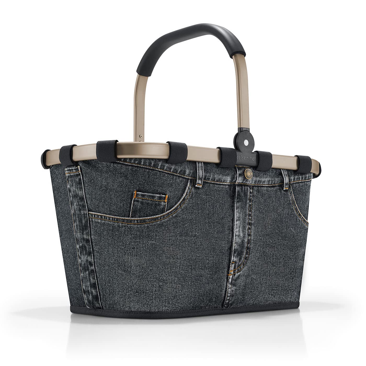 Reisenthel Fabric Market Tote Bag - Durable Reusable Shopping & Storage Basket - Lightweight Collapsible Grocery Bag (Dark Grey) - Perfect for Farmers Market, Grocery Shopping & Beach Trips