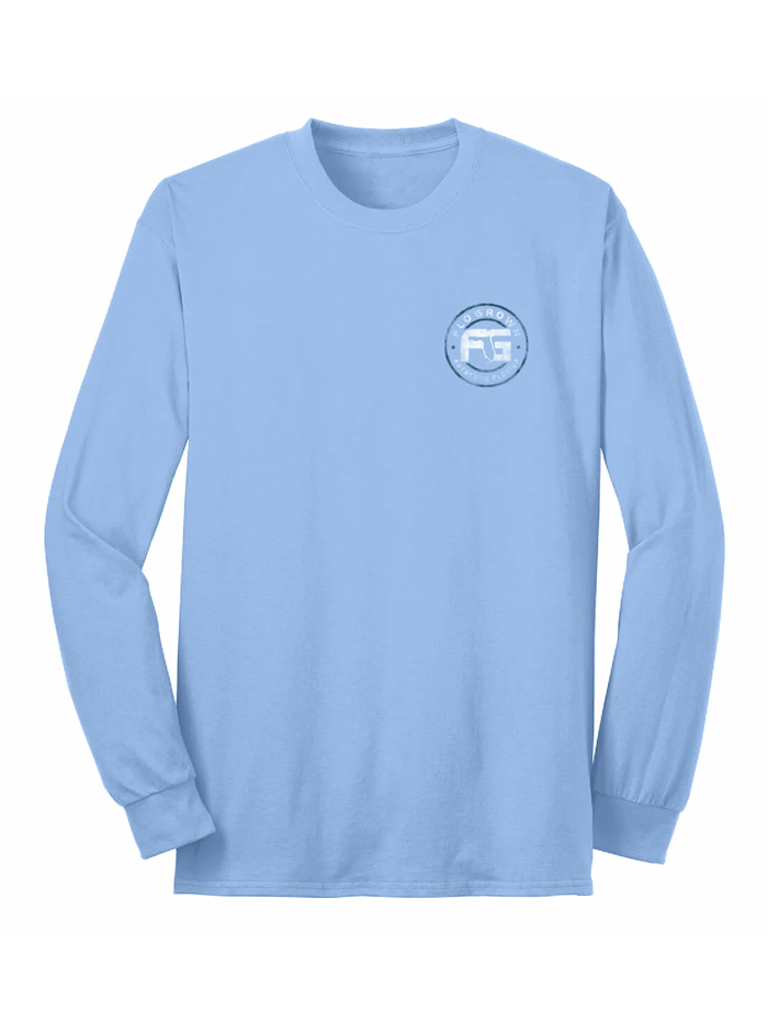 FloGrown FGM 3107 Men's Snook Mount Long Sleeve T-Shirt - Light Blue Cotton Casual Shirt for Fishing, Outdoor Activities & Everyday Wear